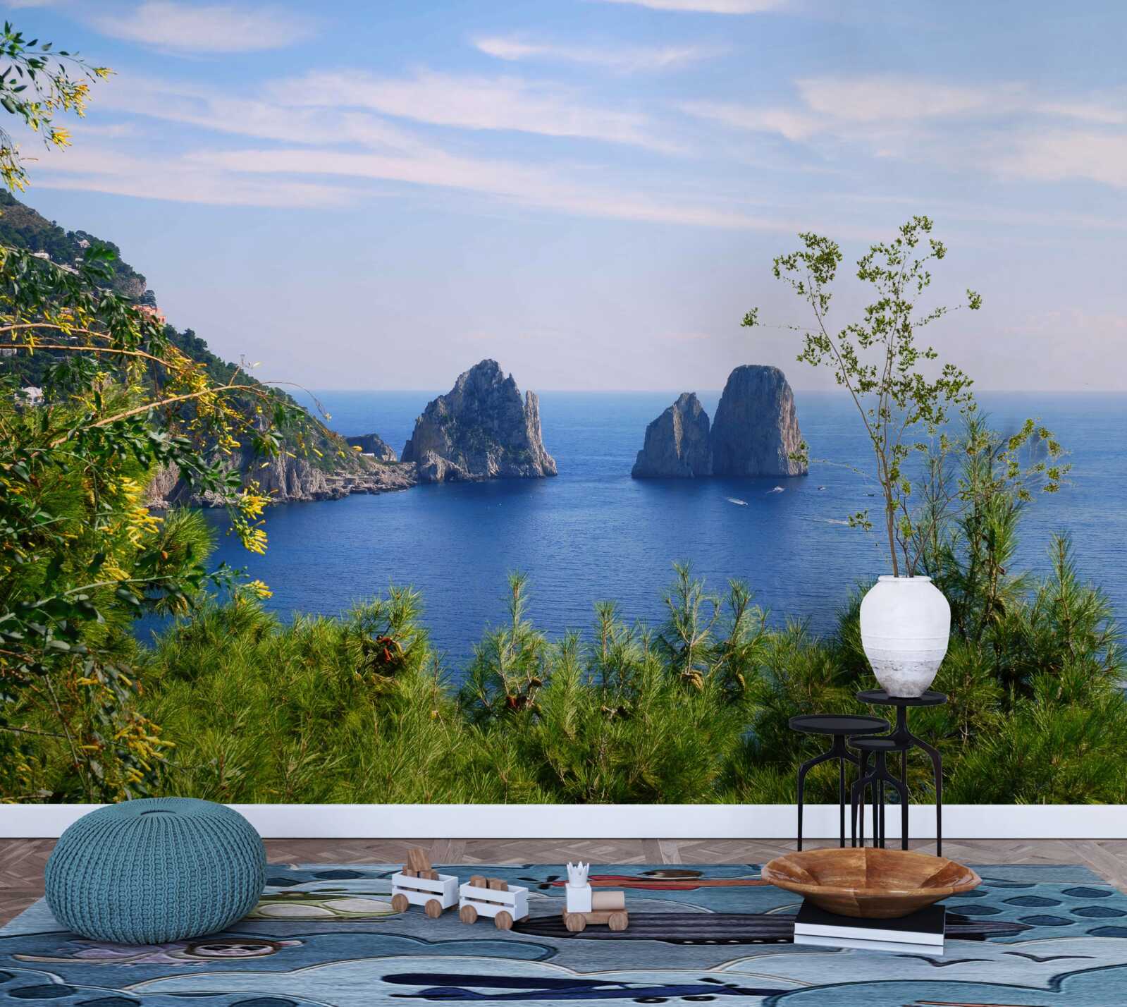 Papier peint panorama de l'océan et des falaises