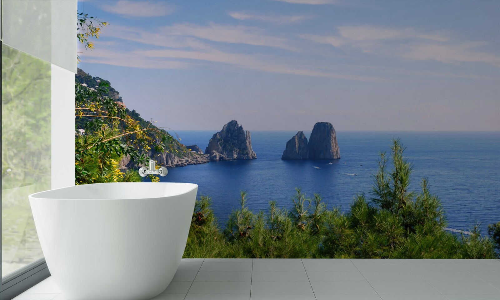 Papier peint panorama de l'océan et des falaises