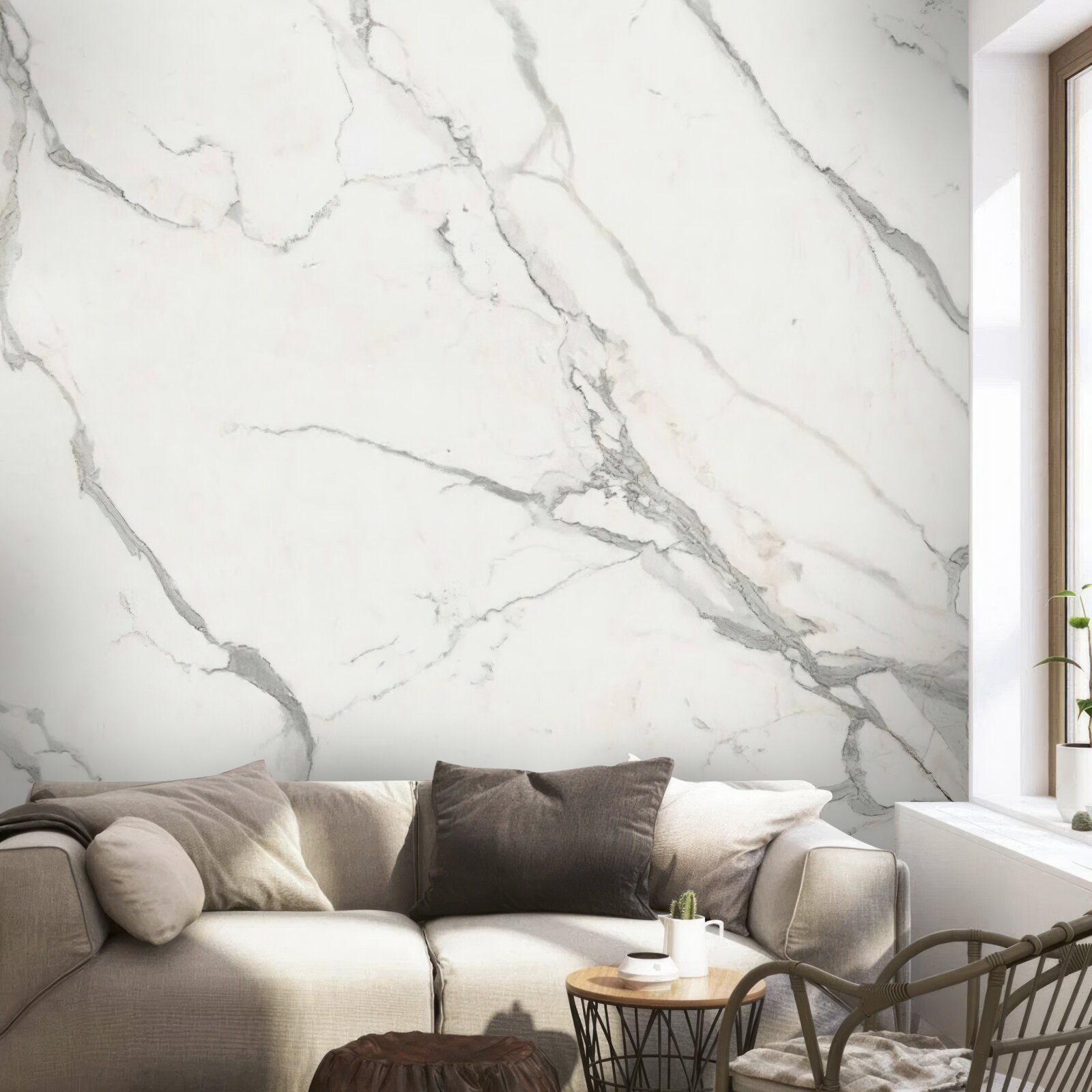 Papier peint fond blanc traversé de lignes grises