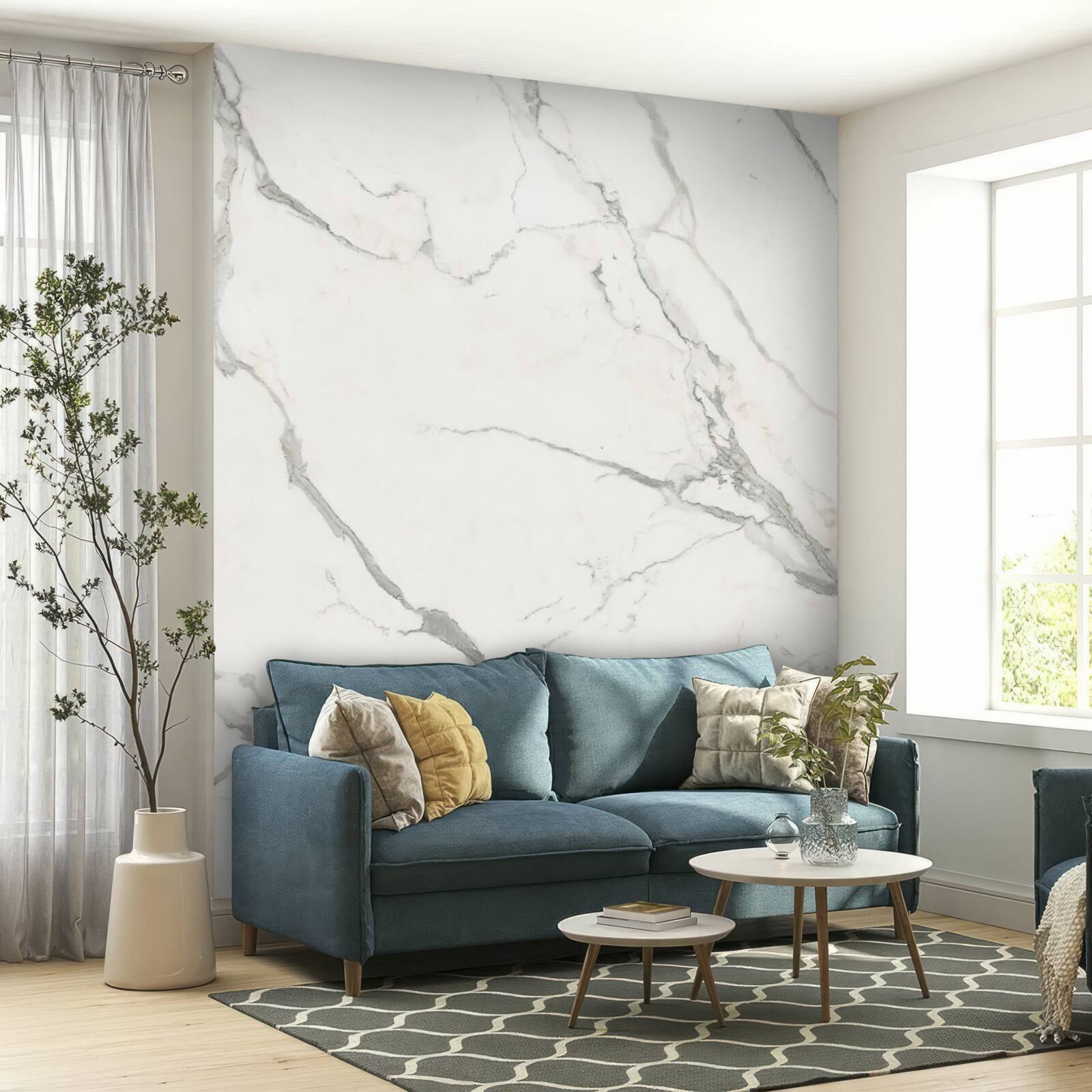 Papier peint fond blanc traversé de lignes grises