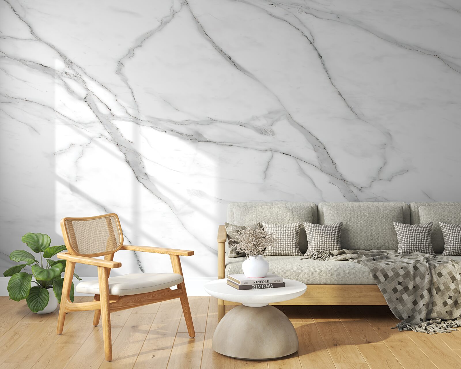 Papier peint mur rayé gris clair