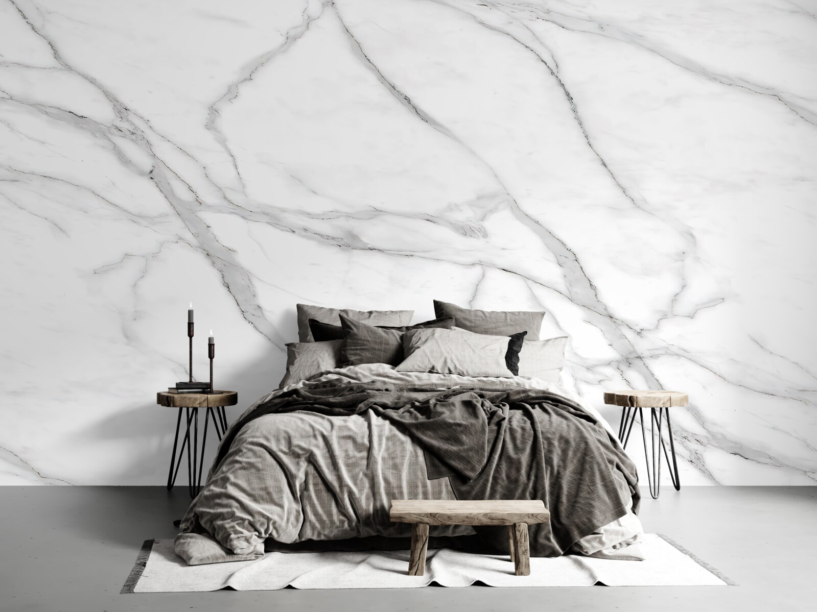 Papier peint mur rayé gris clair