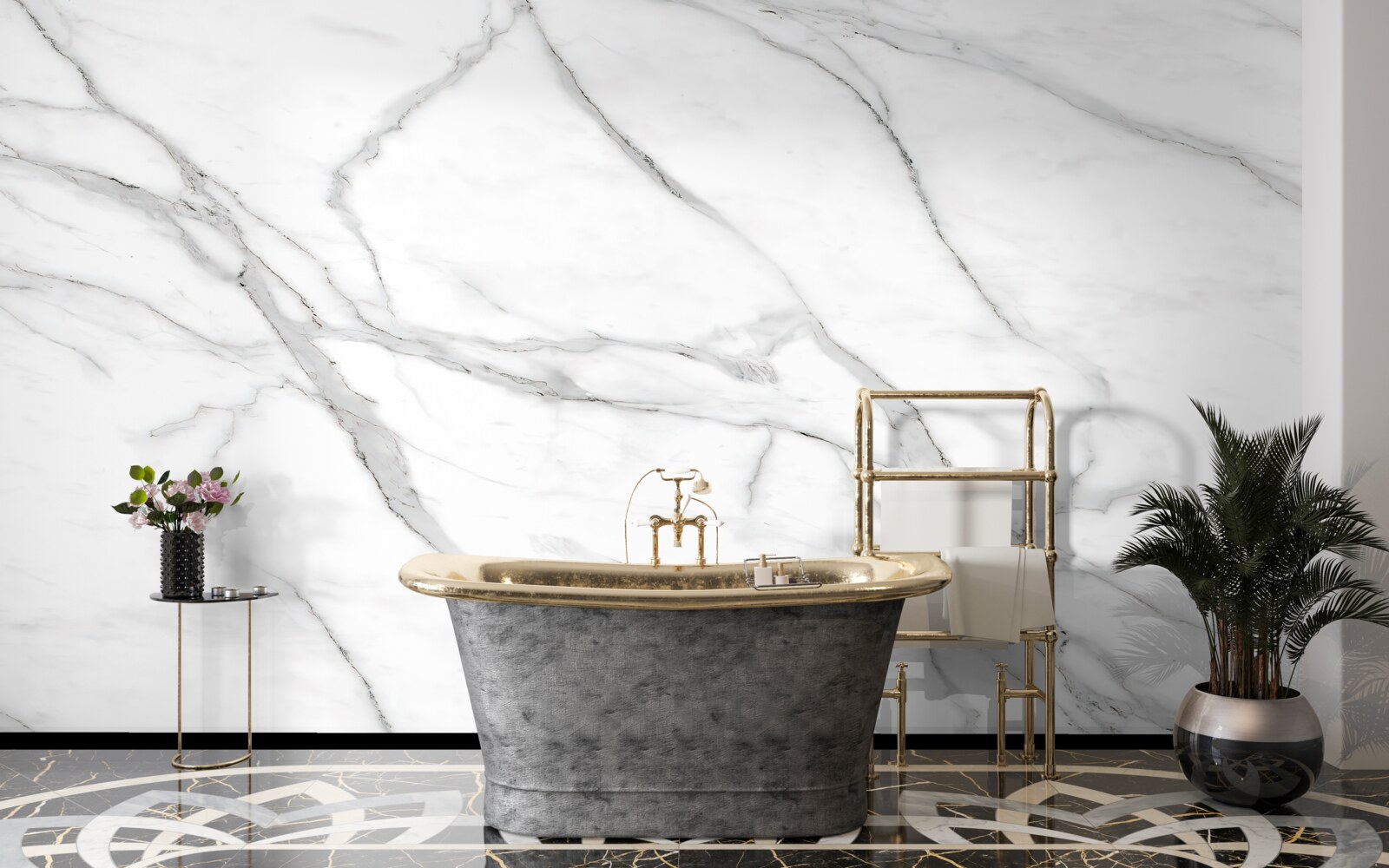 Papier peint mur rayé gris clair