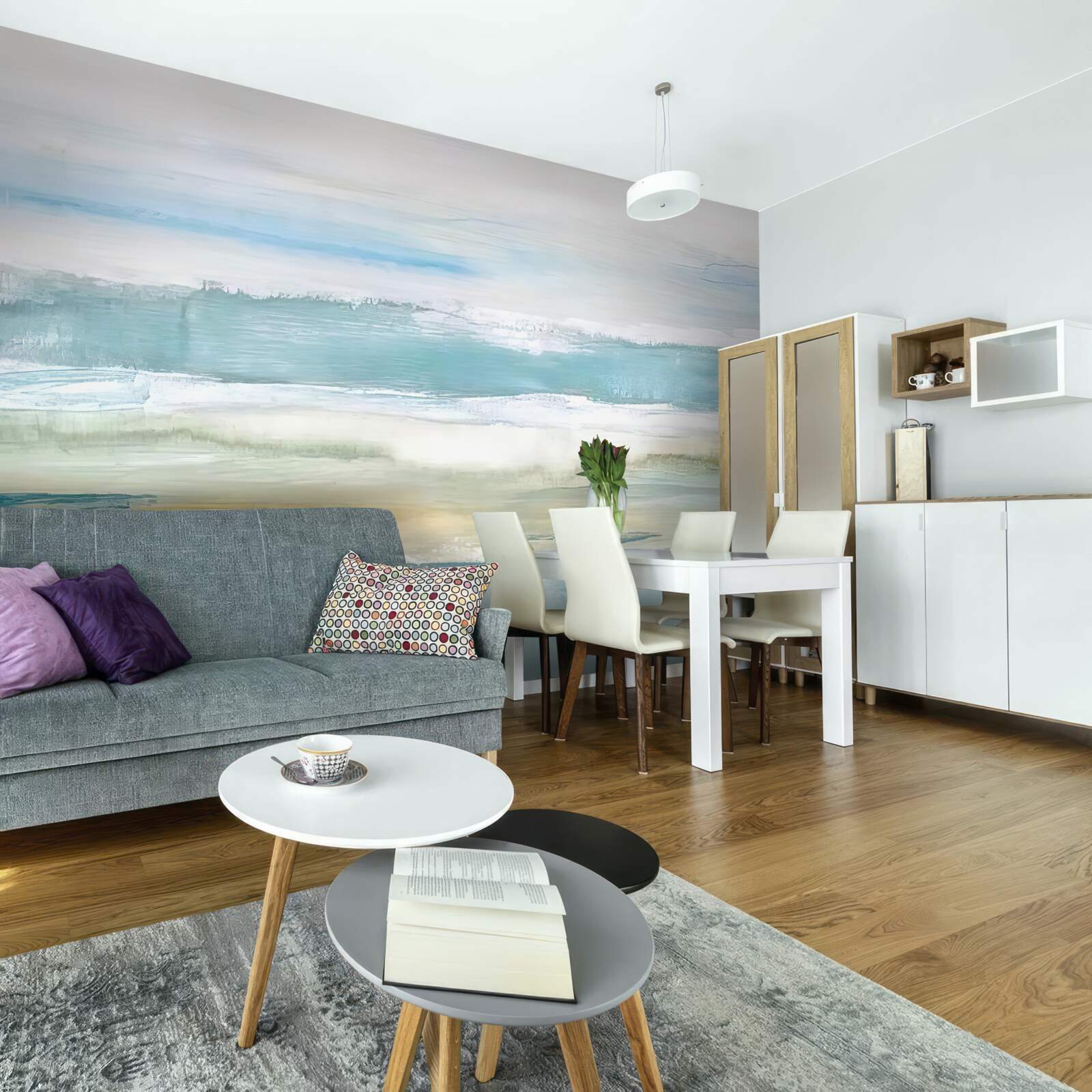 Papier peint traits abstraits multicolores