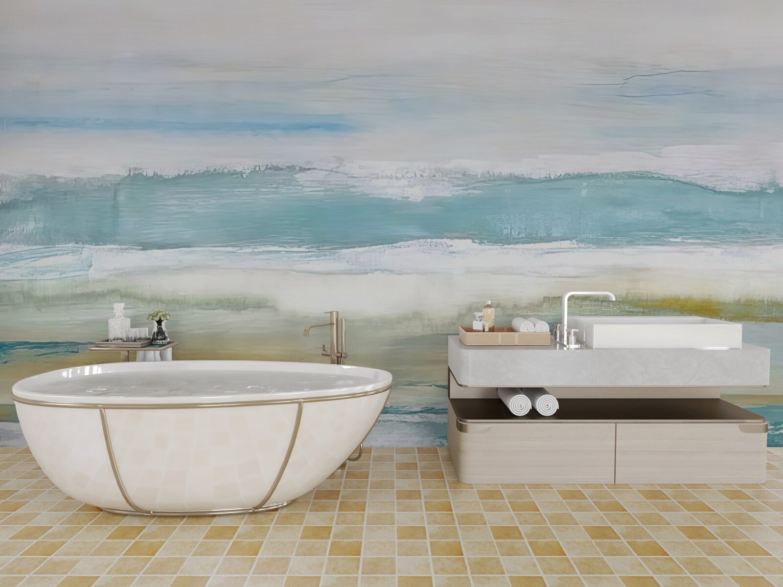 Papier peint traits abstraits multicolores