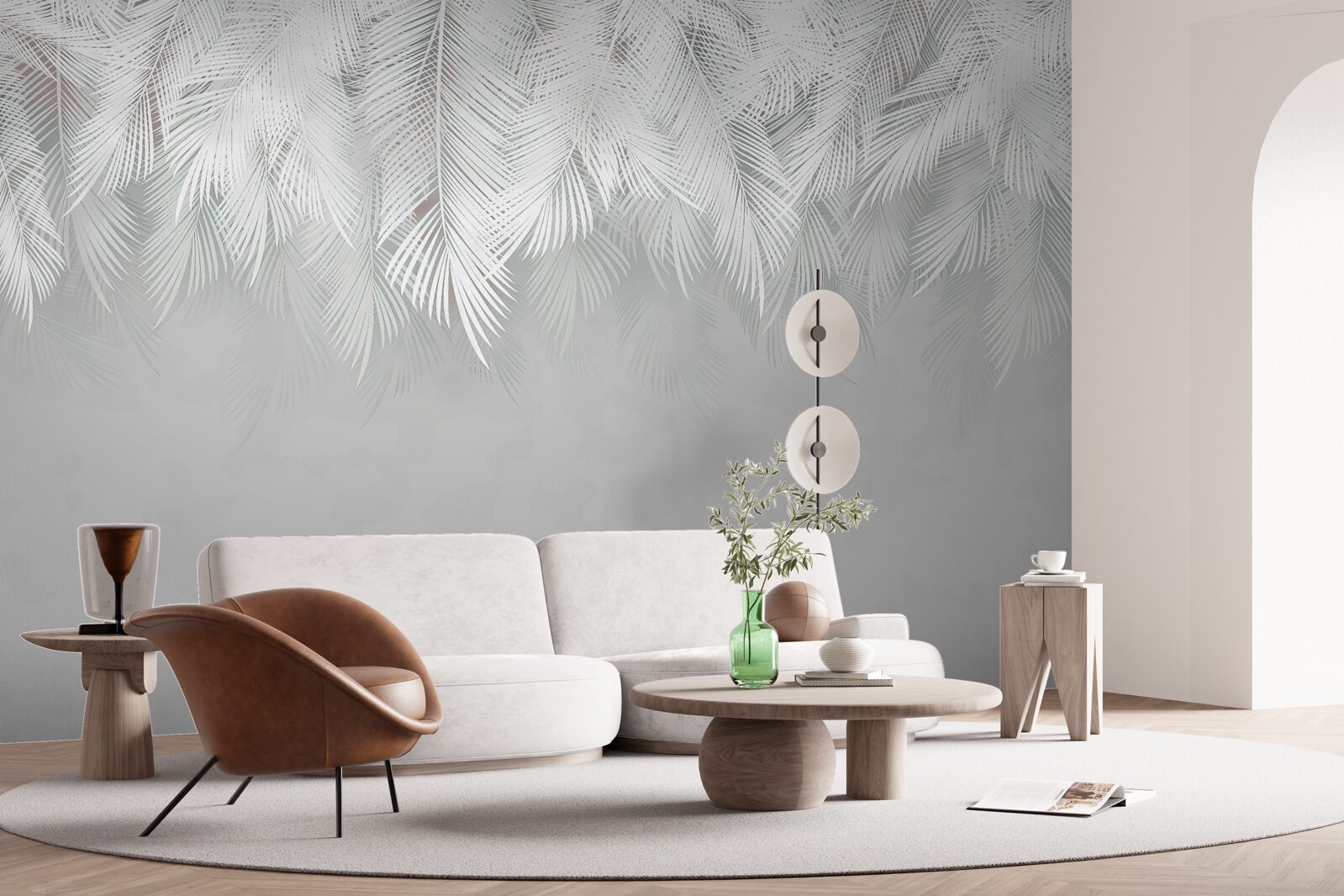 Papier peint des plumes blanches comme la neige qui pendent