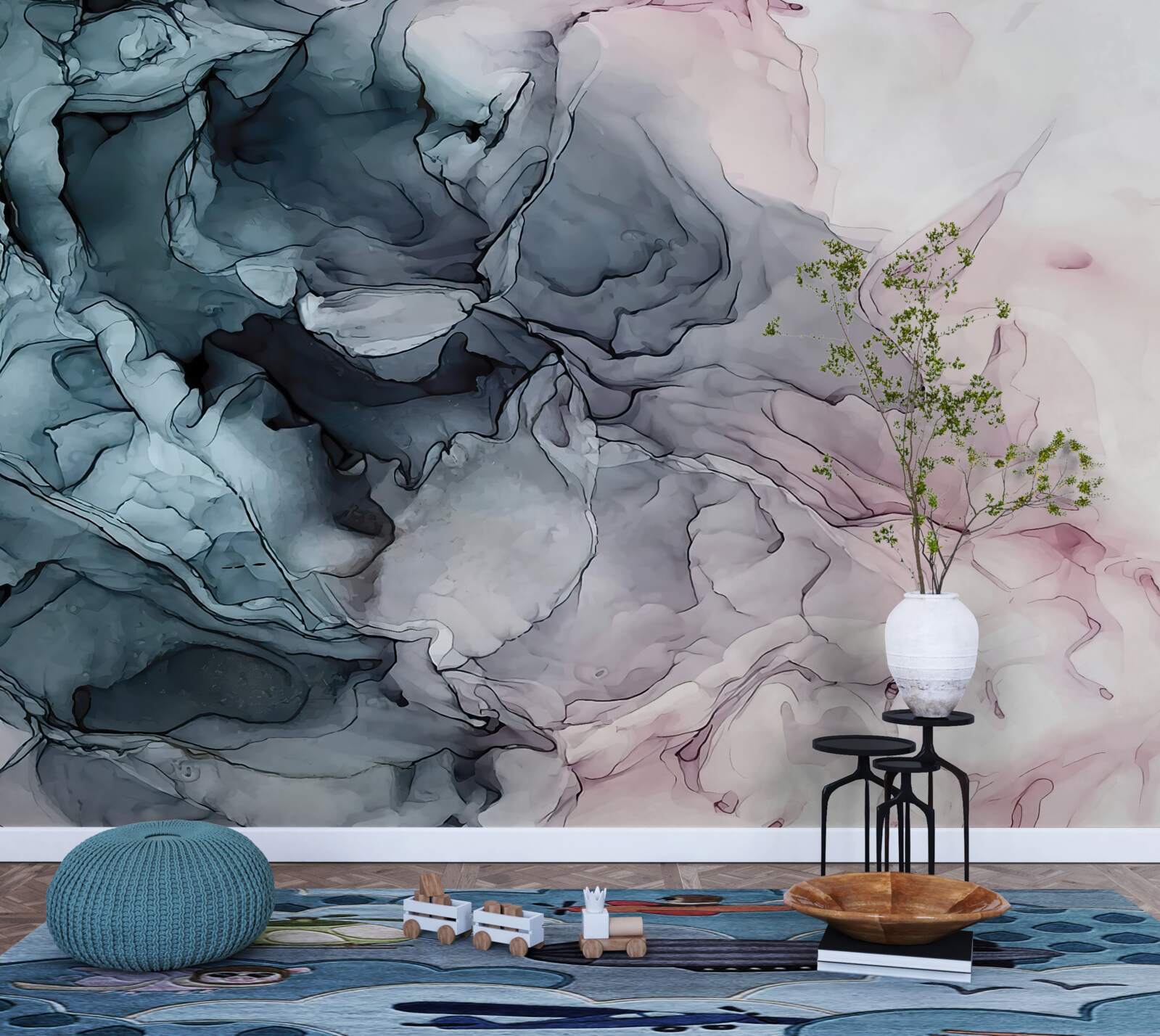 Papier peint marques d'aquarelle multicolores