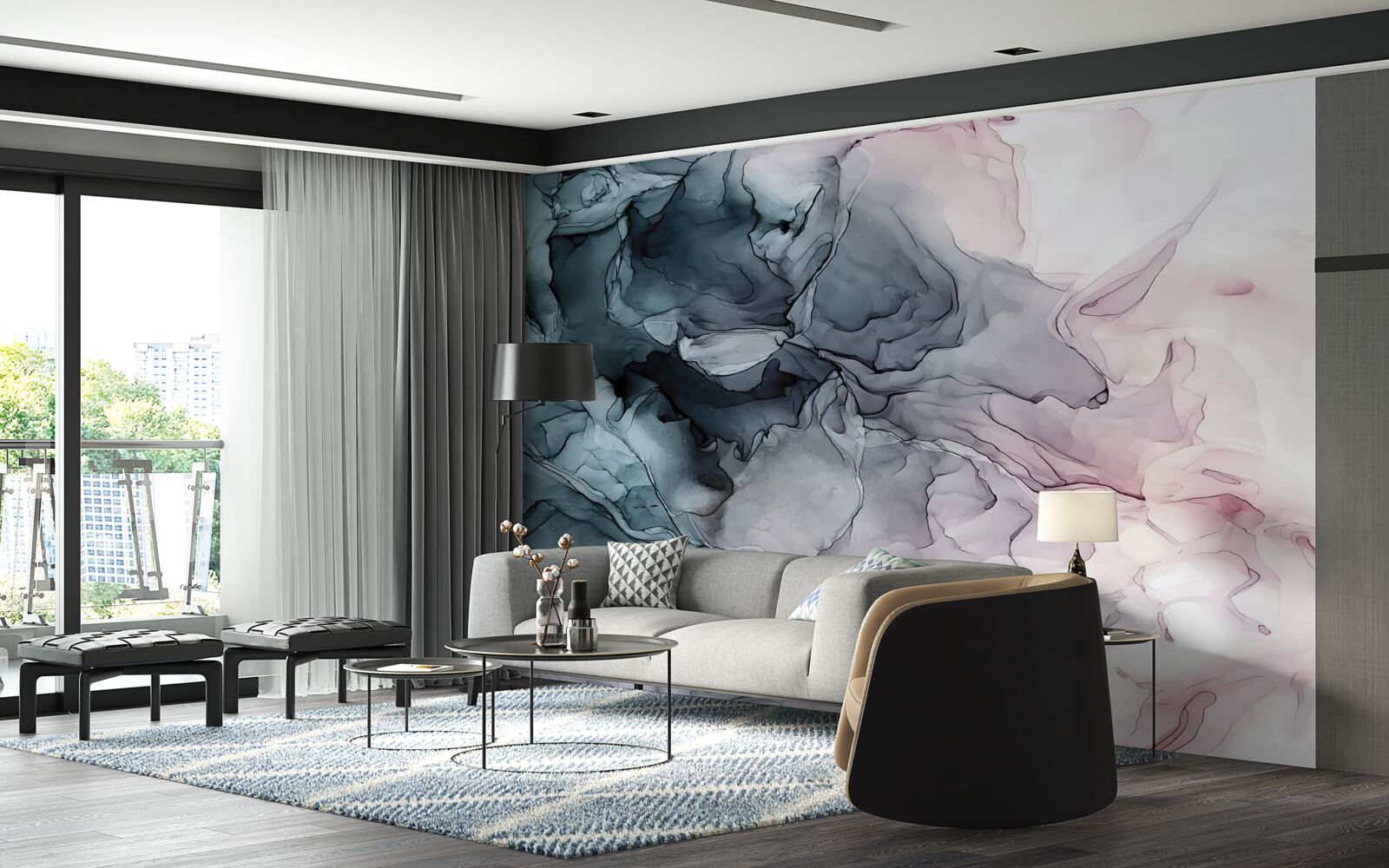 Papier peint marques d'aquarelle multicolores