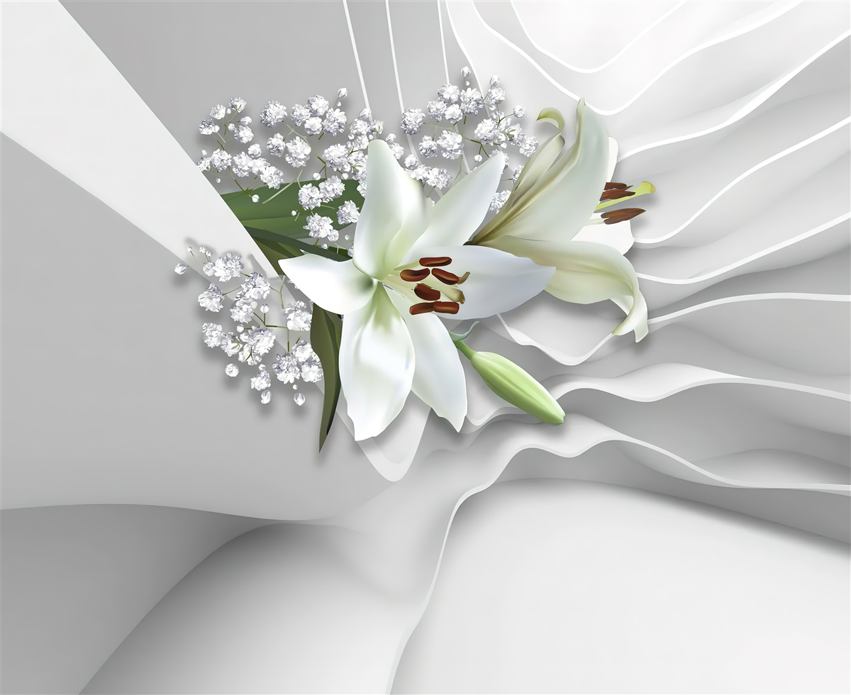 Papier peint fond lumineux avec des lys blancs