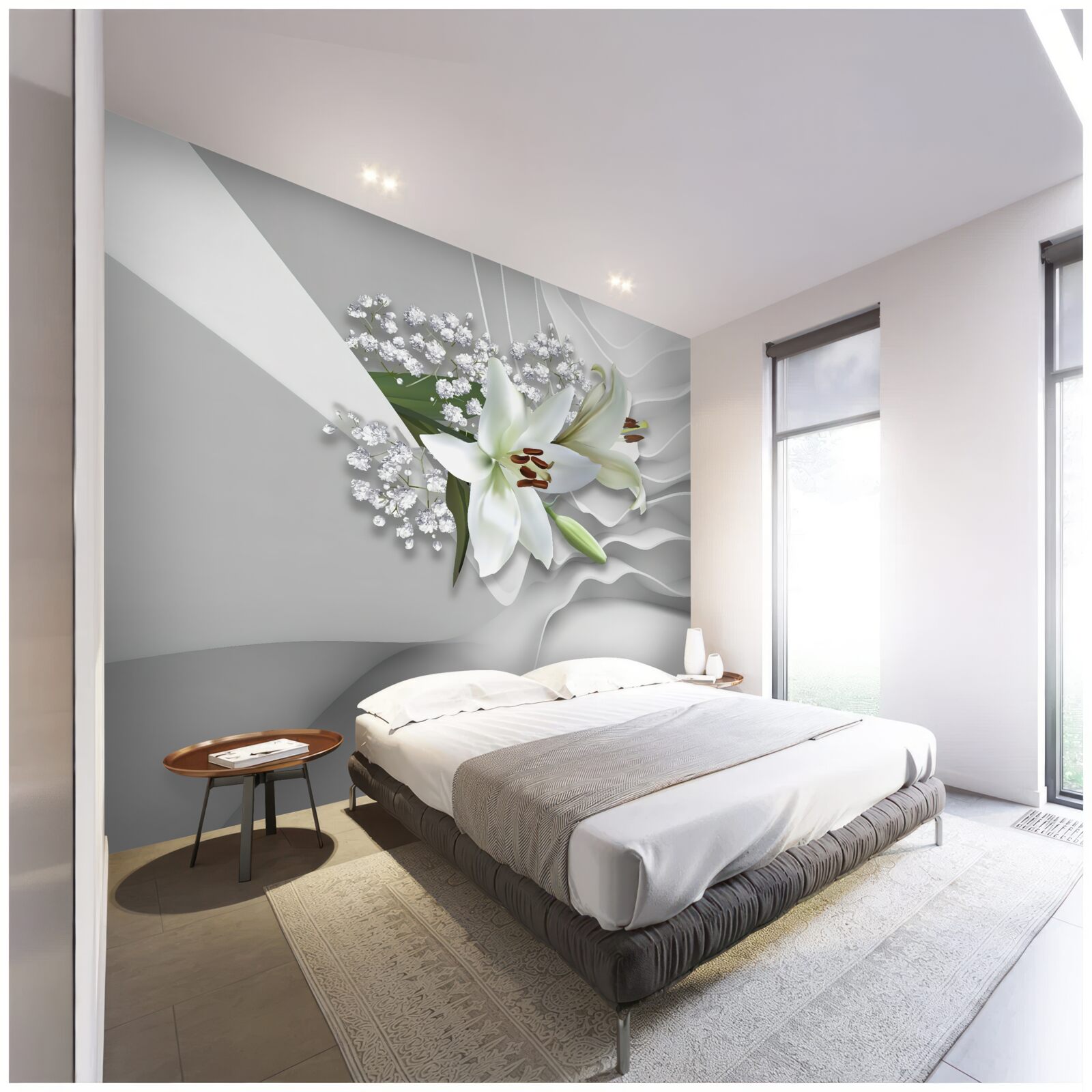 Papier peint fond lumineux avec des lys blancs