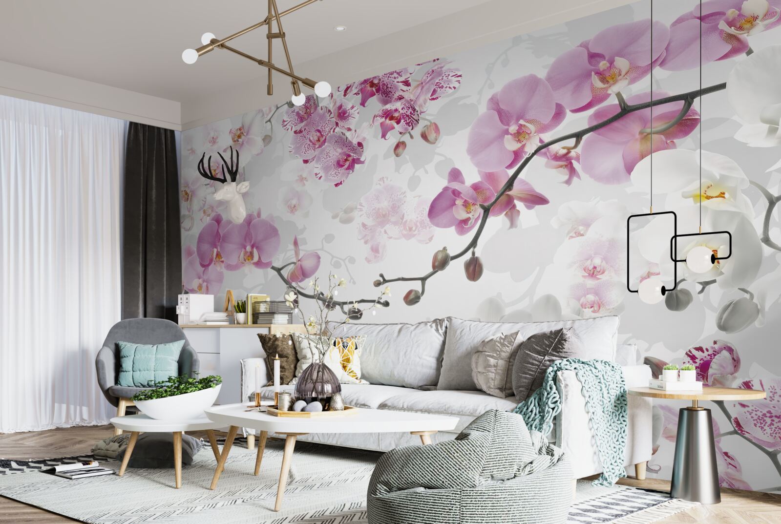 Papier peint branches d'orchidées