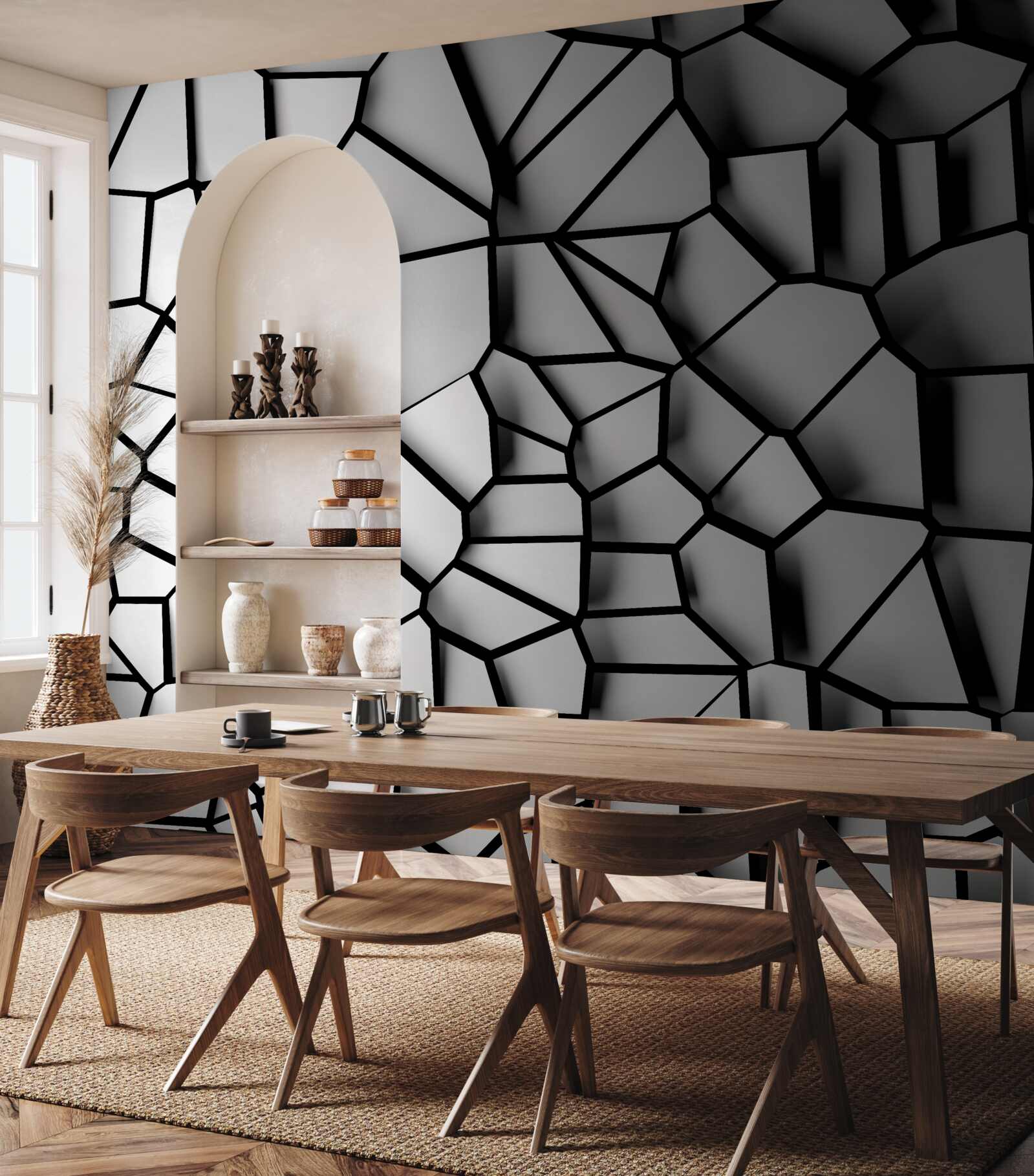 Papier peint mur blanc avec effet de volume