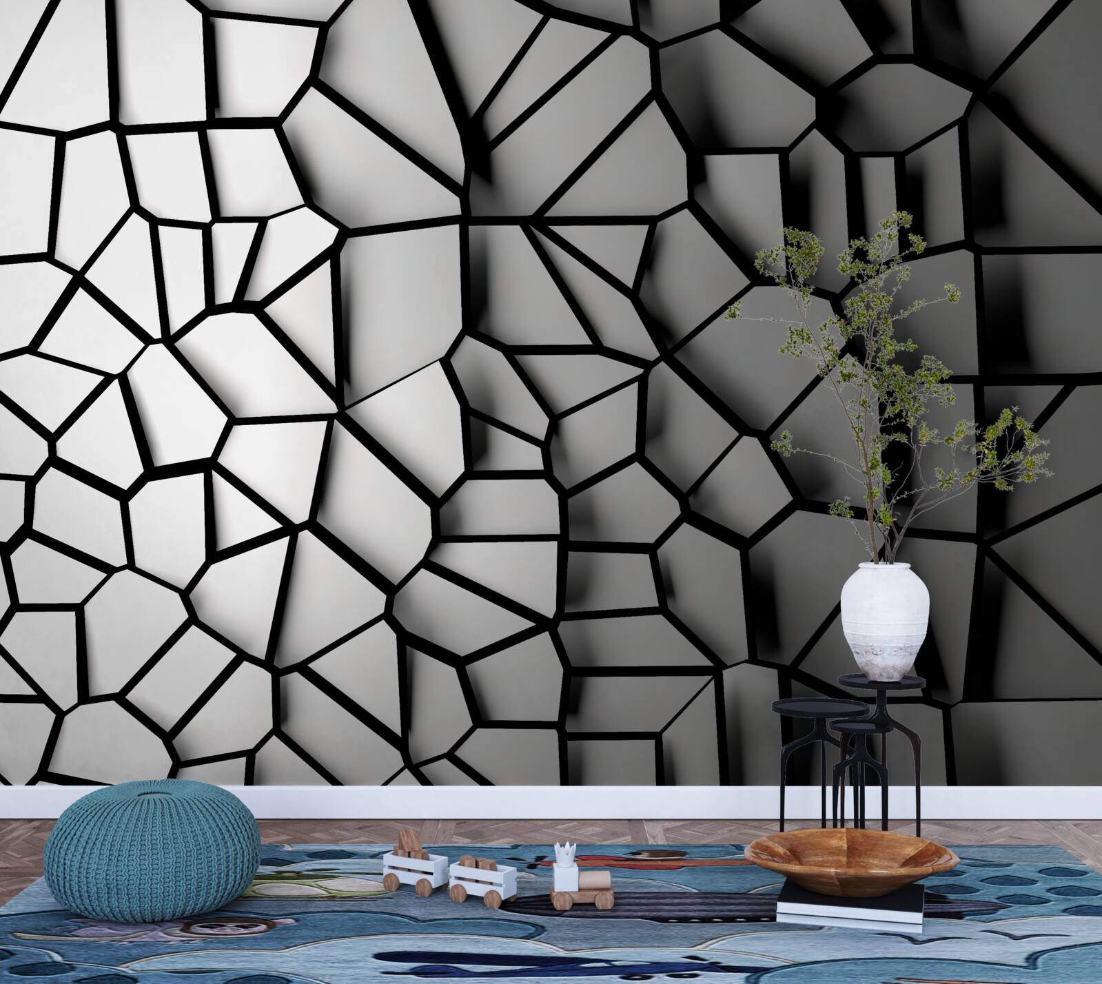 Papier peint mur blanc avec effet de volume