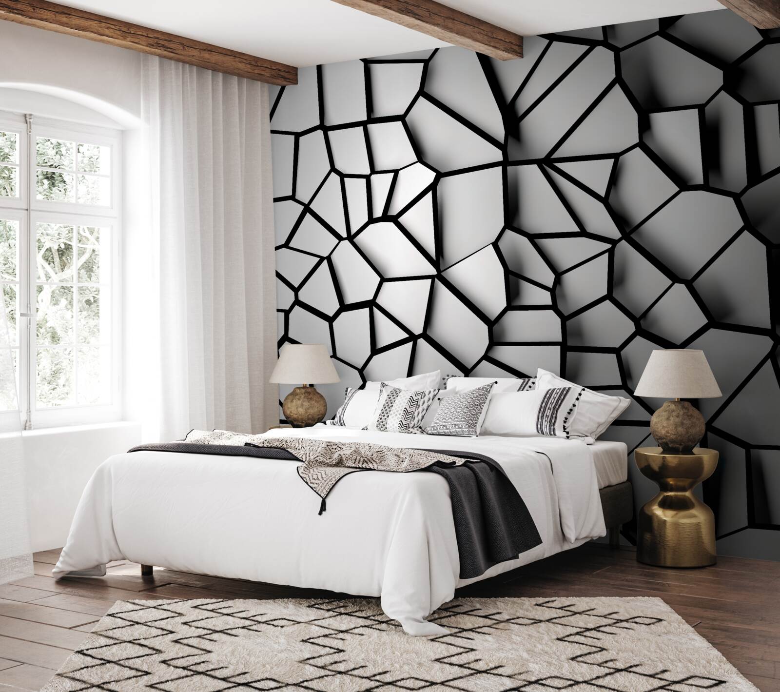 Papier peint mur blanc avec effet de volume