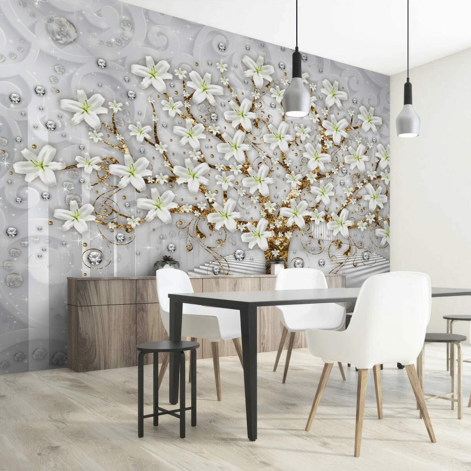 Papier peint des fleurs blanches ont fleuri sur l'arbre