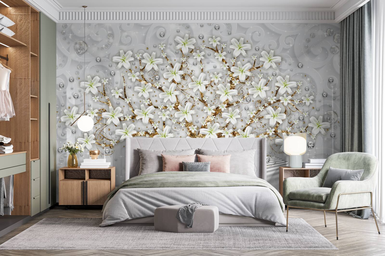 Papier peint des fleurs blanches ont fleuri sur l'arbre