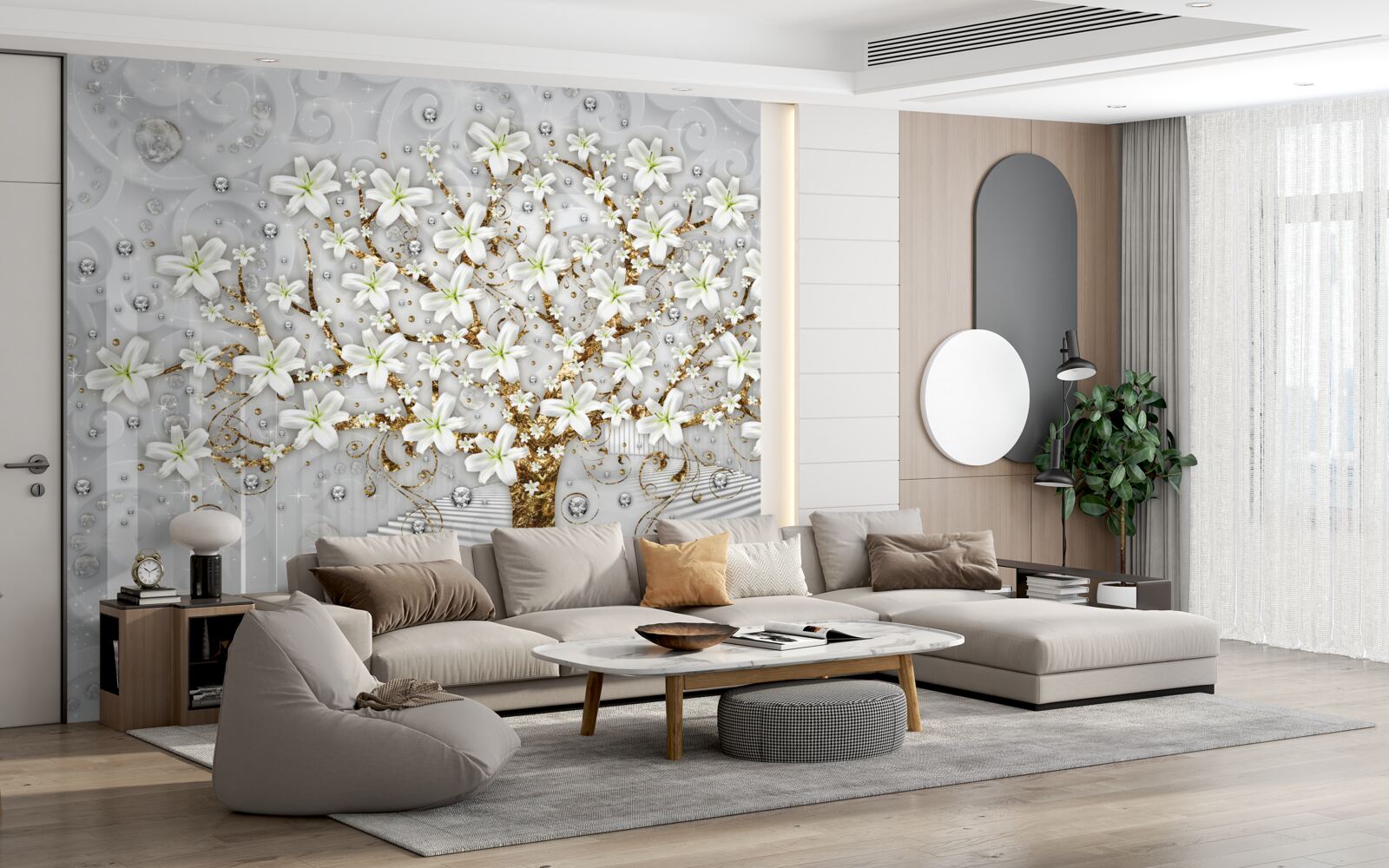 Papier peint des fleurs blanches ont fleuri sur l'arbre