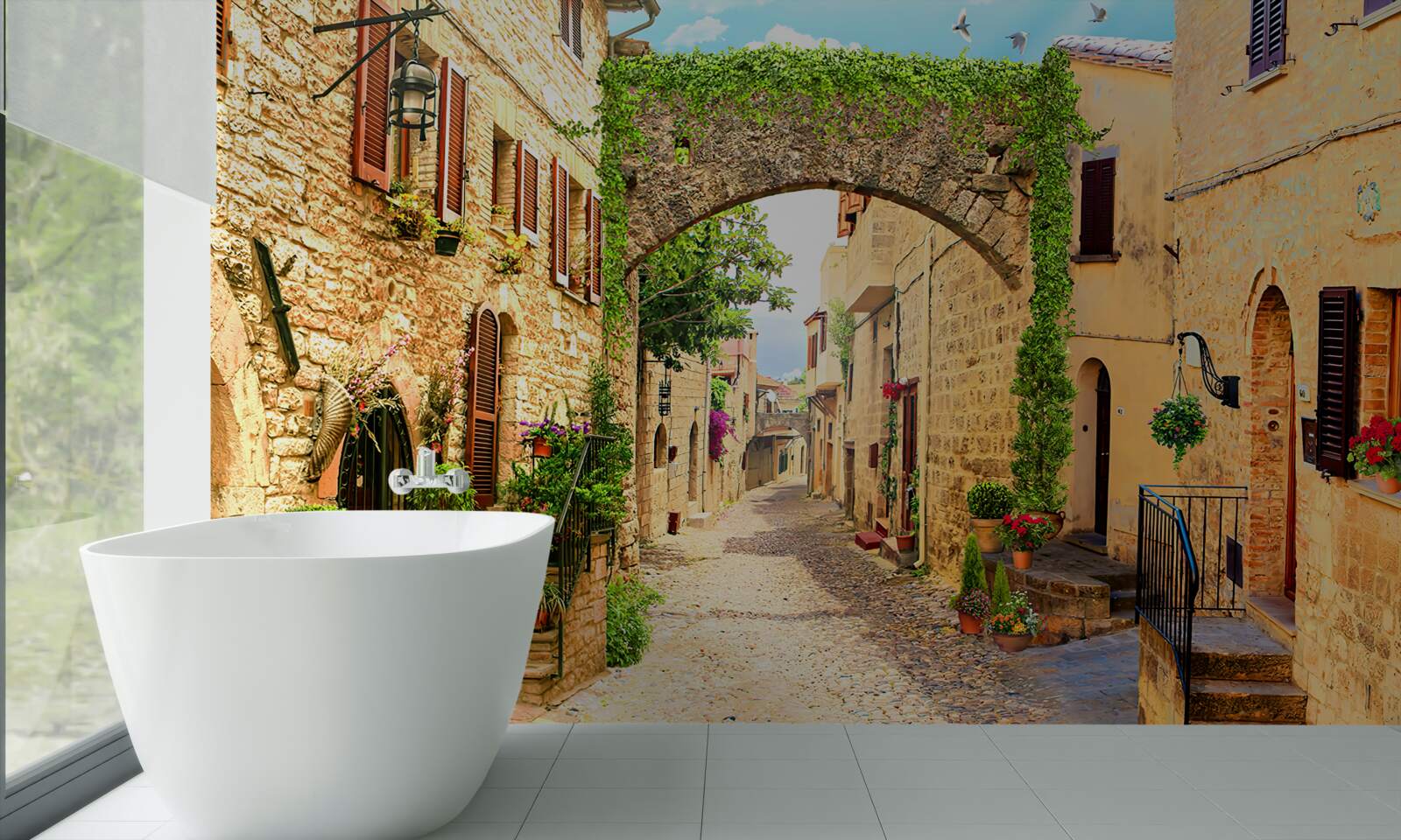 Papier peint une rue d'une ville historique