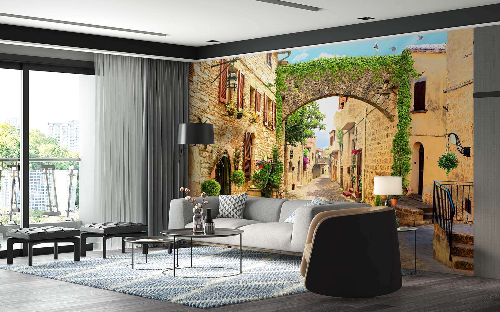 Papier peint une rue d'une ville historique