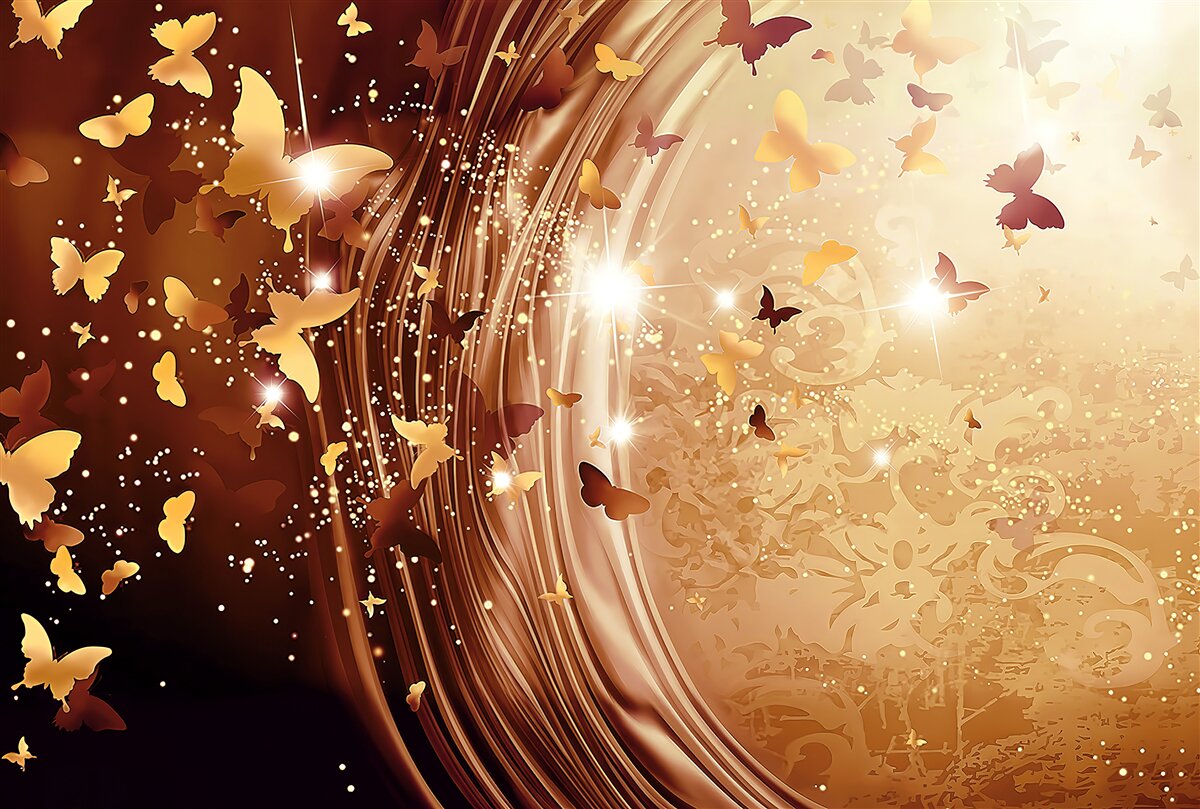 Papier peint boucles et papillons