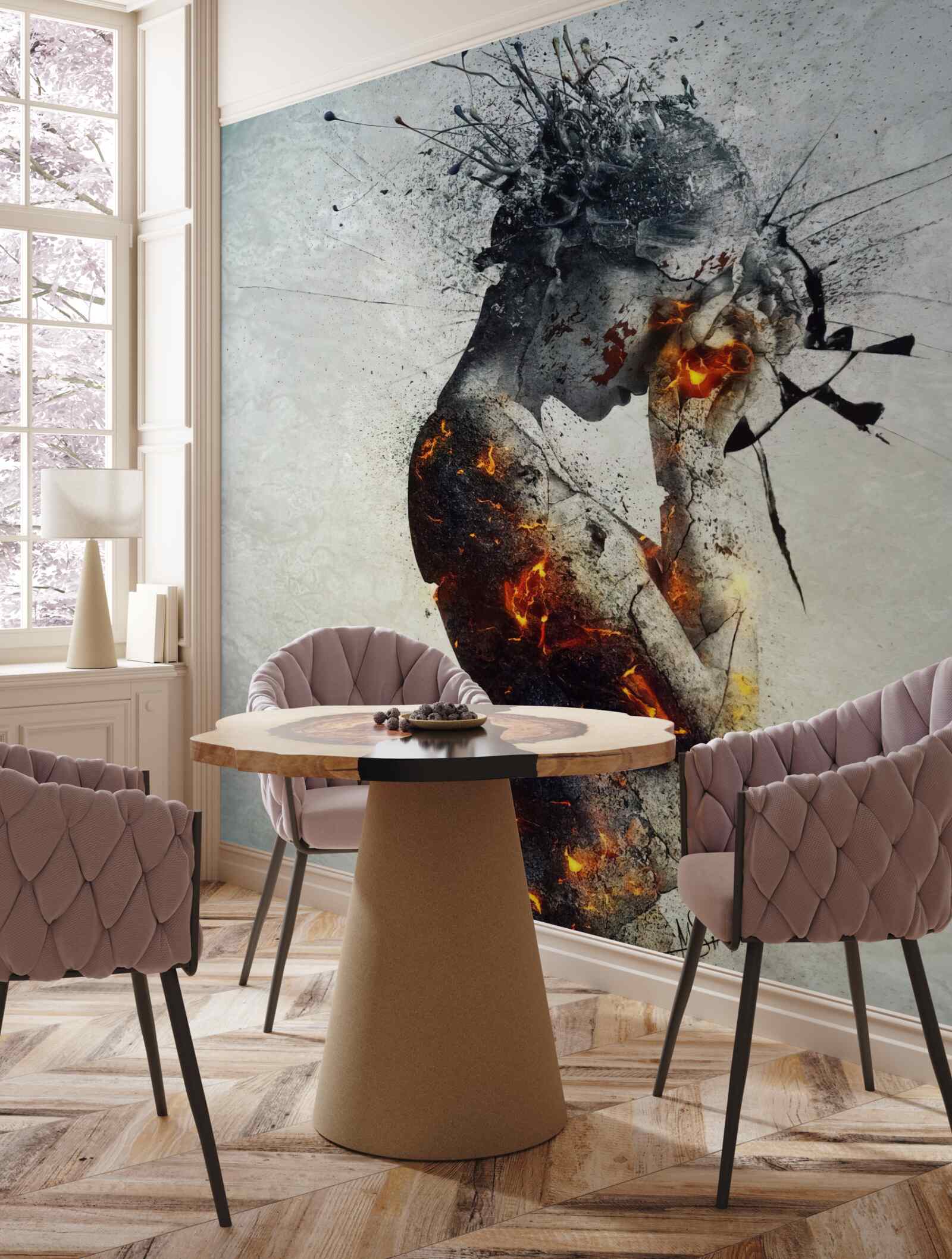 Papier peint la jeune fille se cache le visage dans les mains