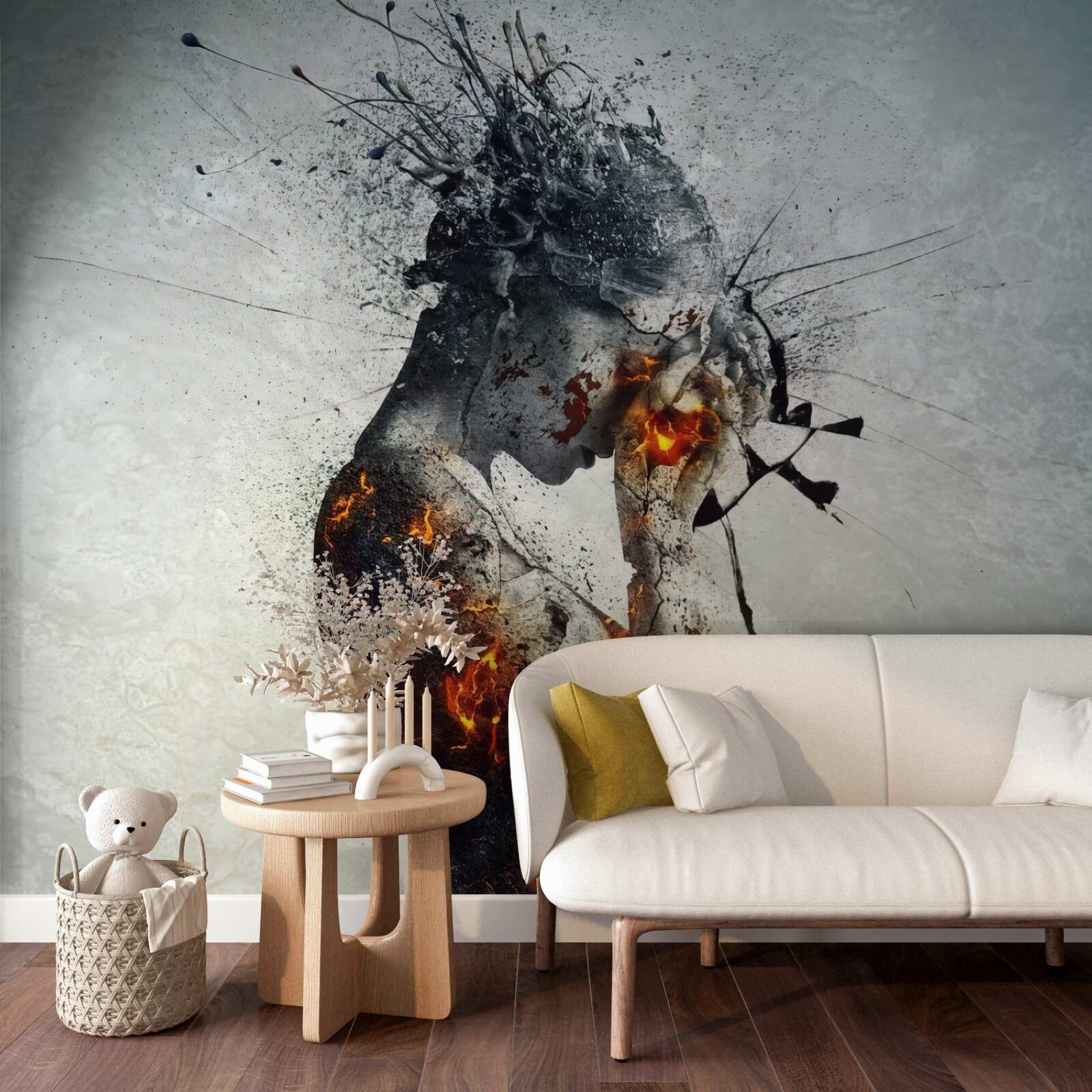 Papier peint la jeune fille se cache le visage dans les mains