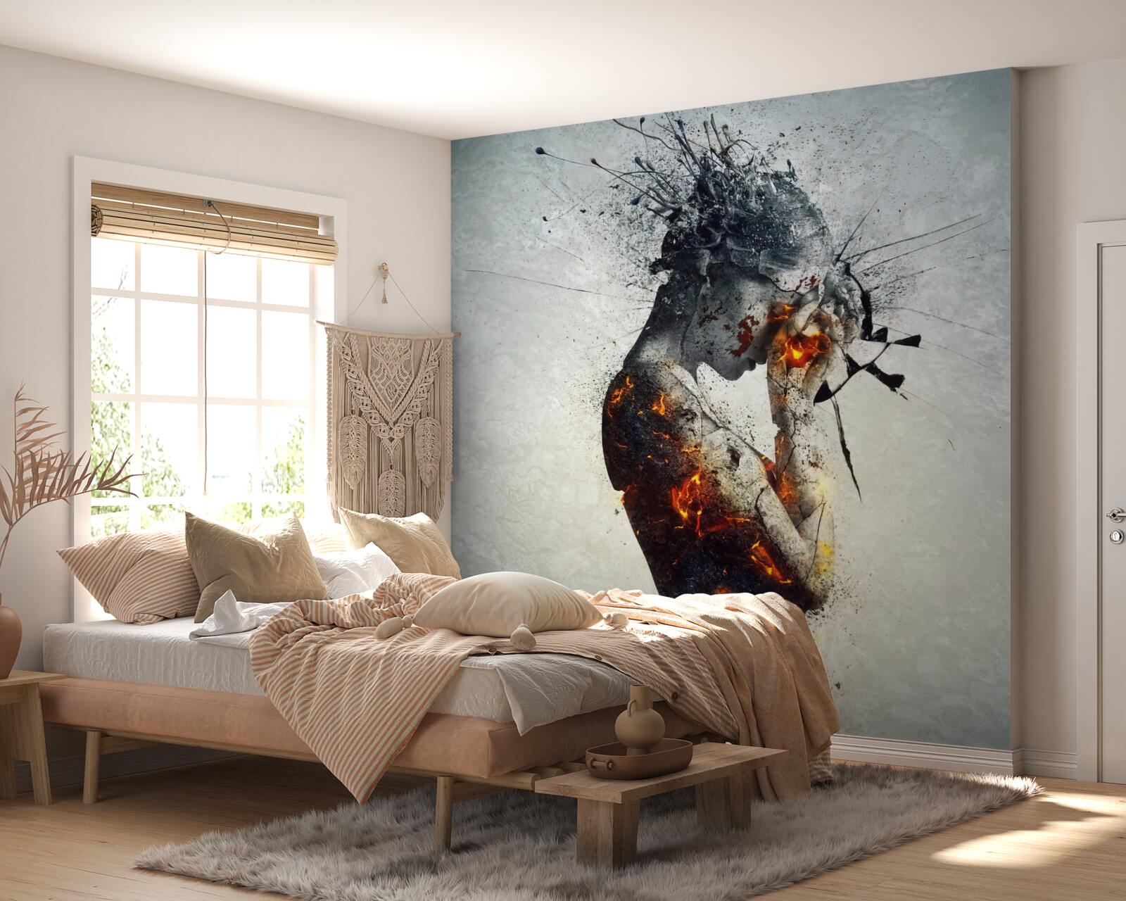 Papier peint la jeune fille se cache le visage dans les mains