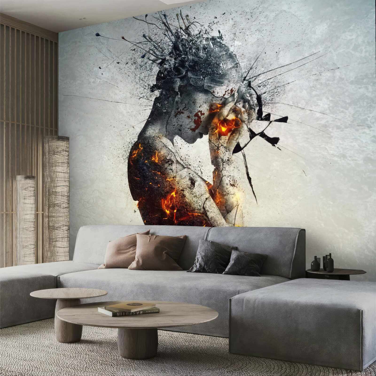 Papier peint la jeune fille se cache le visage dans les mains