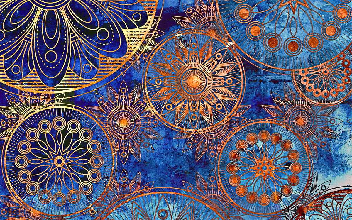 Papier peint divers cercles ondulés en or