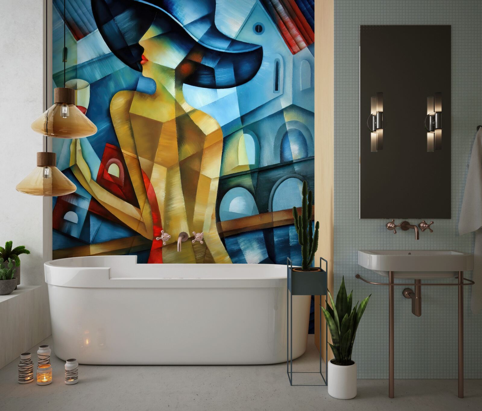 Papier peint dame en chapeau avec un verre à la main