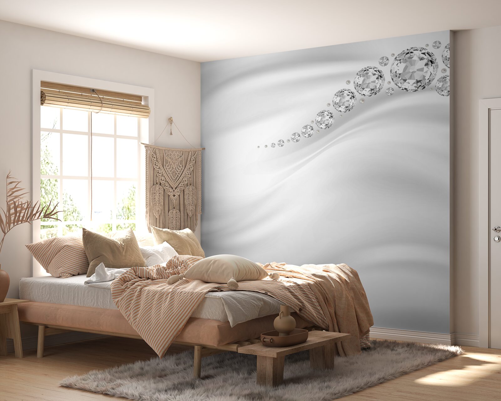 Papier peint vagues enneigées et minéraux précieux