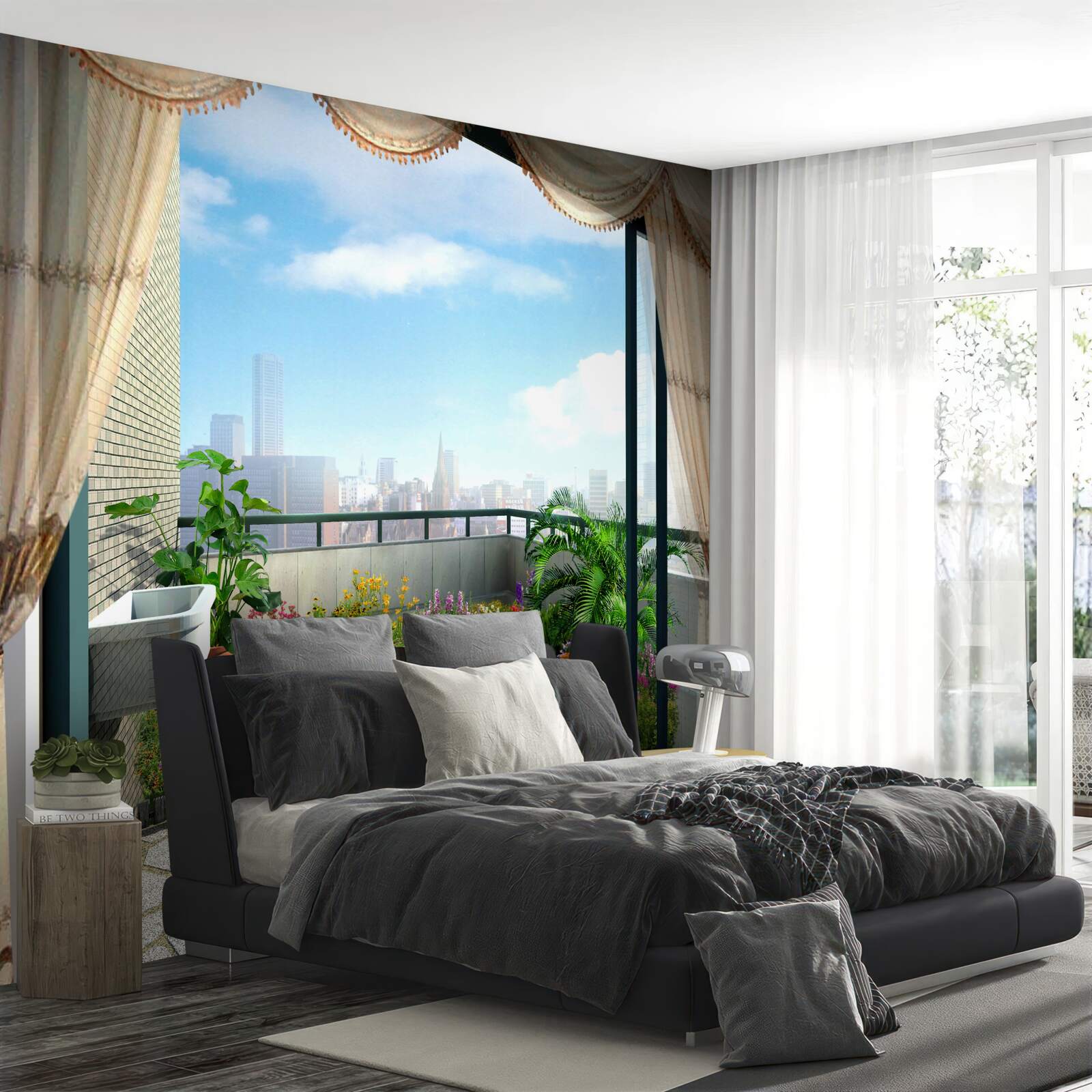 Papier peint plantes pour la maison à loggia ouverte