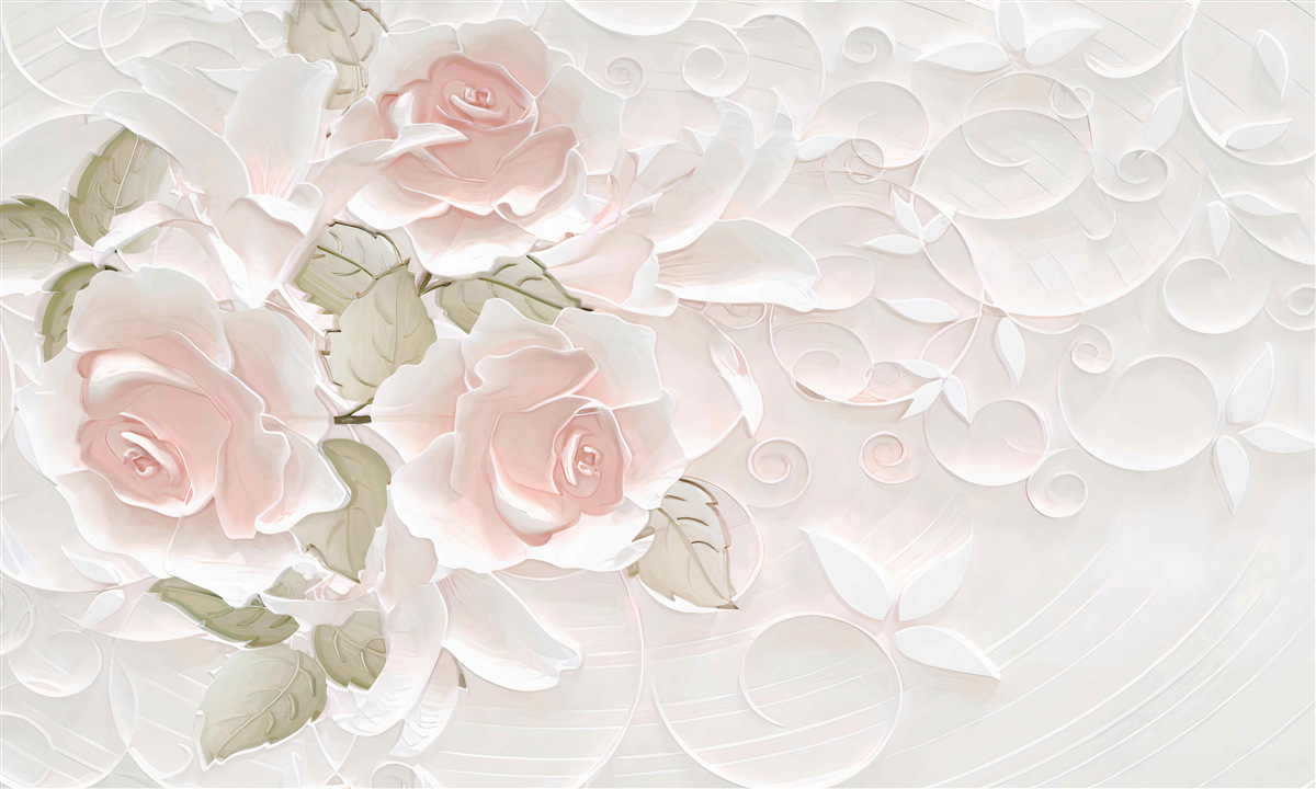 Papier peint roses pâles sur un mur pâle