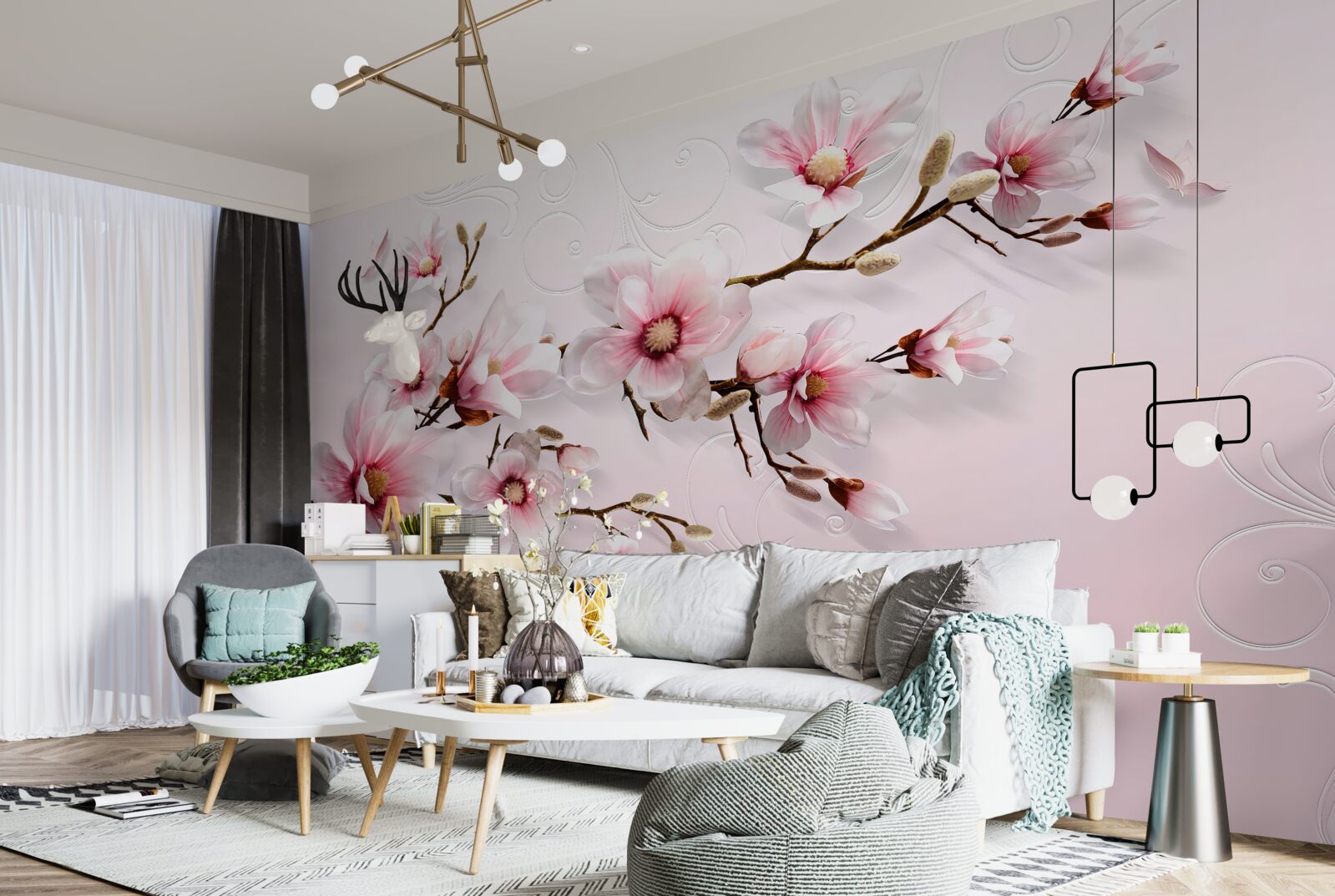 Papier peint peinture de fond avec motif floral