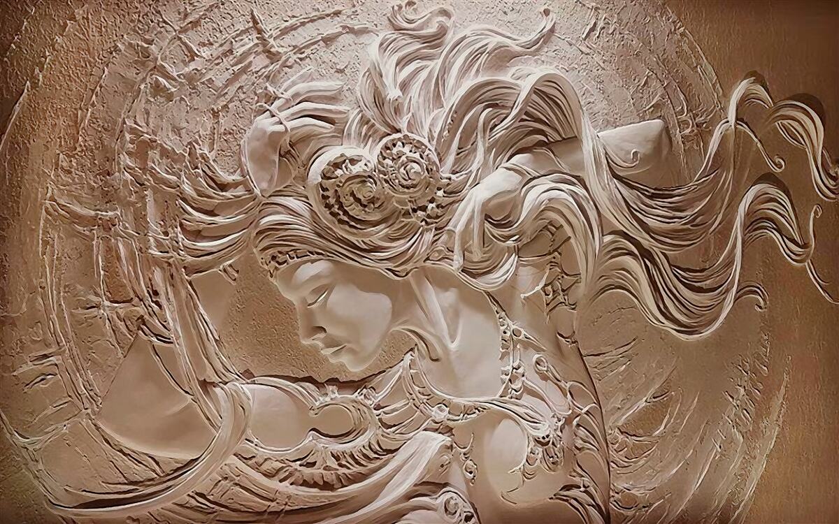 Papier peint image d'une jeune fille en bas-relief
