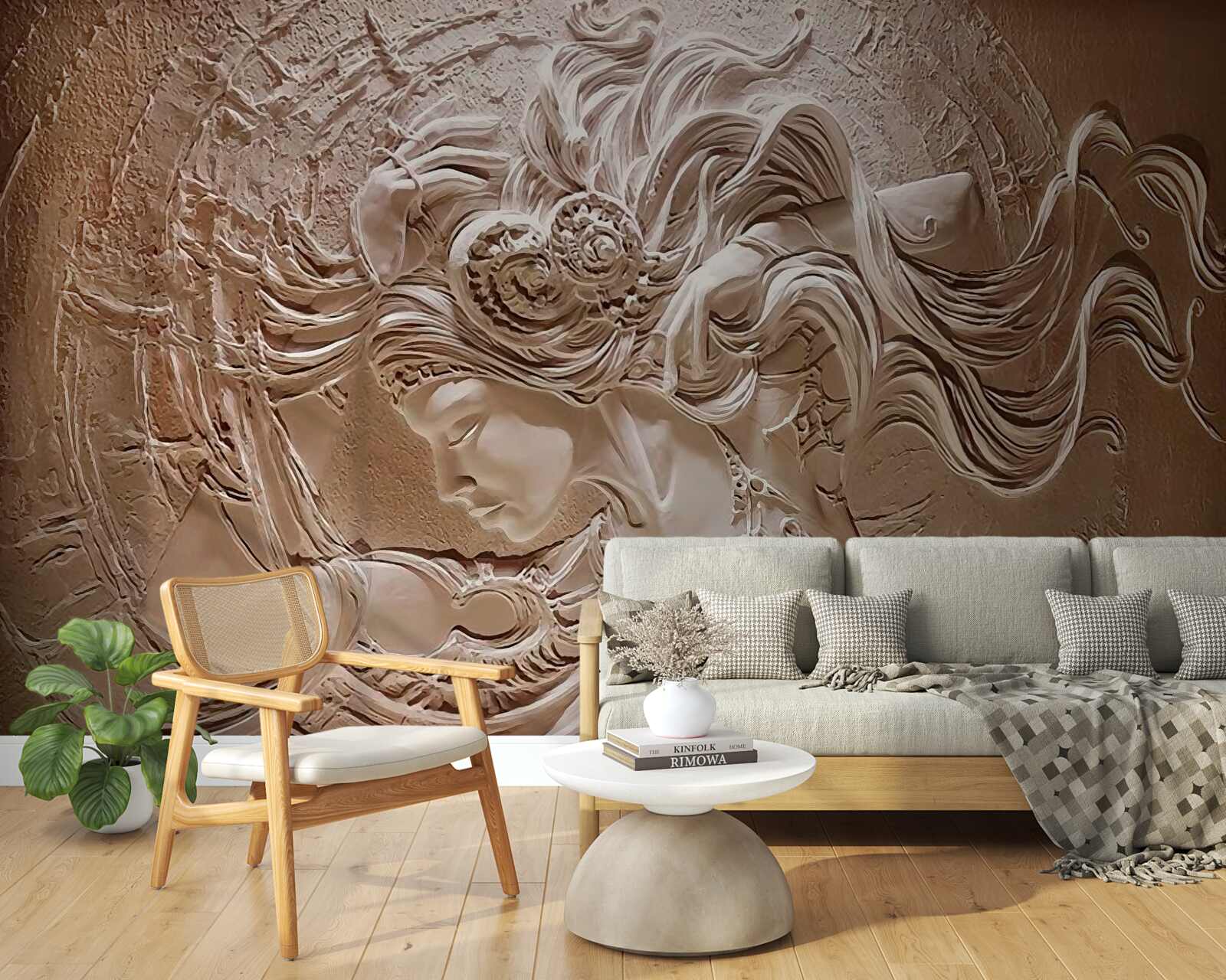 Papier peint image d'une jeune fille en bas-relief