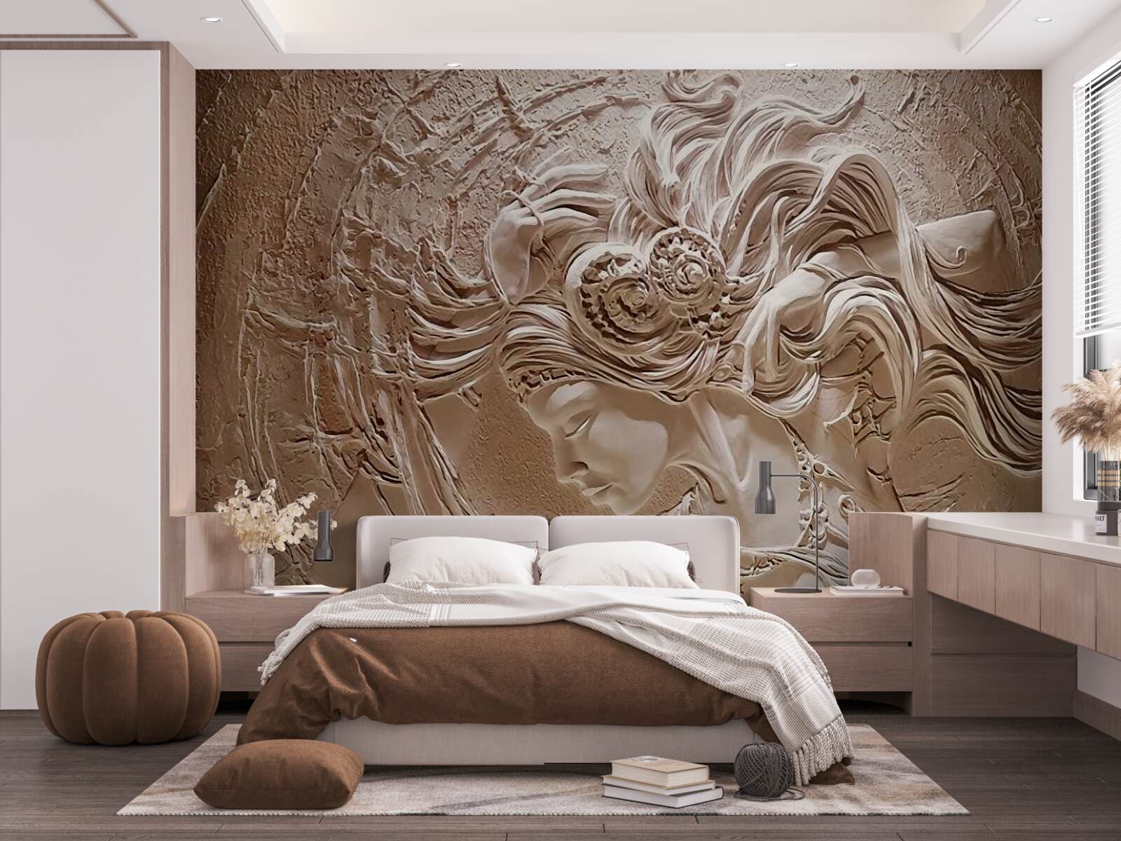 Papier peint image d'une jeune fille en bas-relief