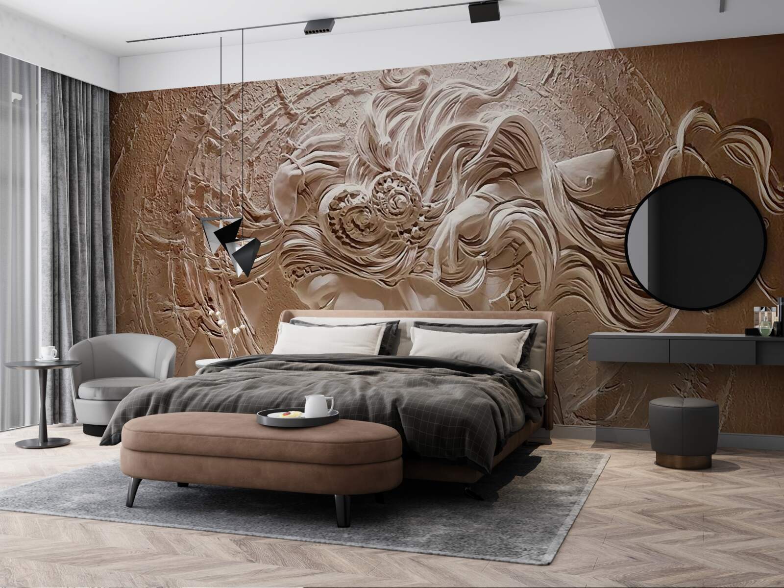 Papier peint image d'une jeune fille en bas-relief