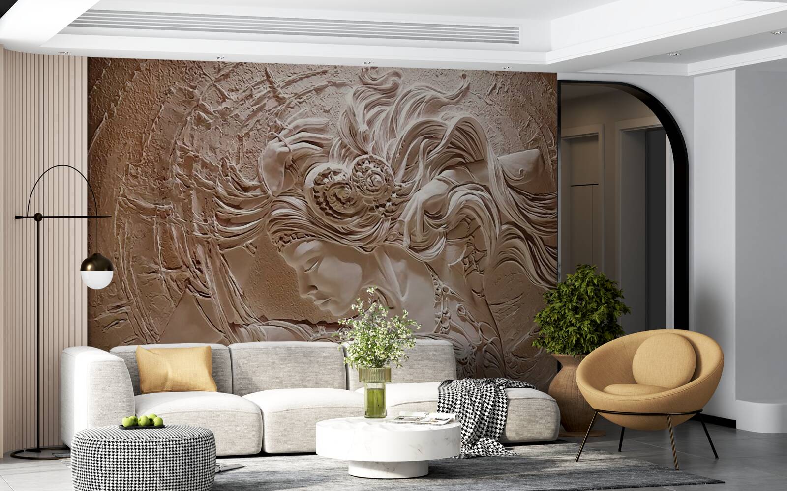 Papier peint image d'une jeune fille en bas-relief