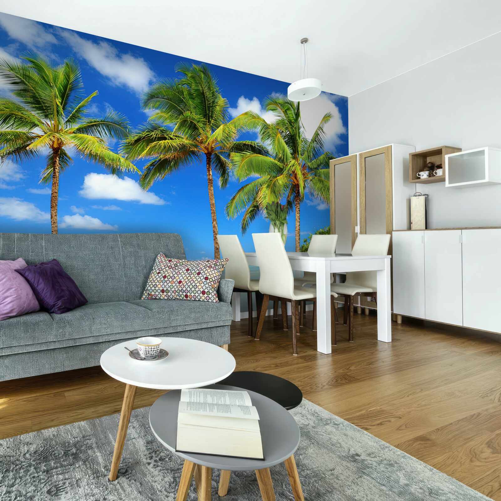 Papier peint palmiers sur une côte sablonneuse