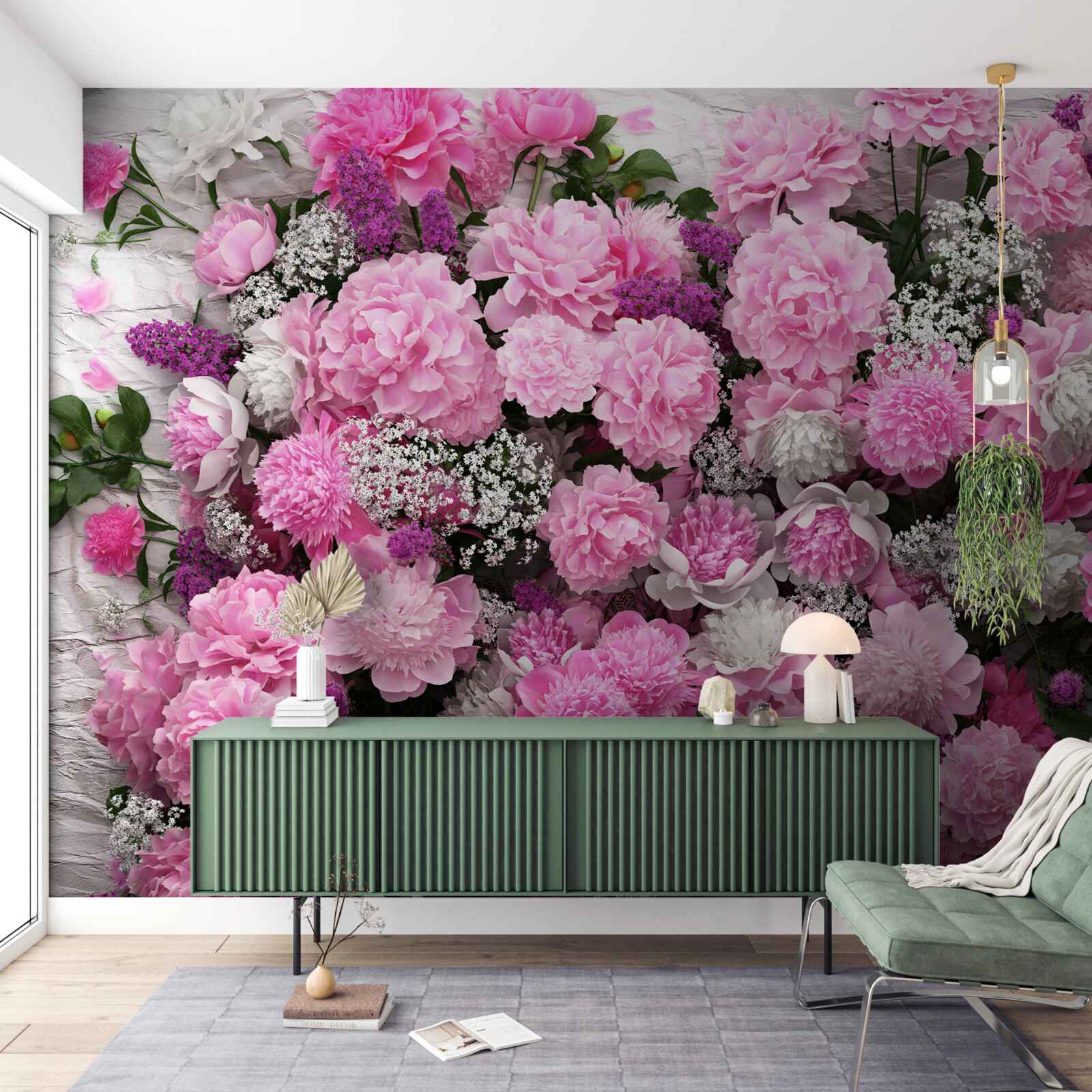 Papier peint un grand nombre de pivoines roses