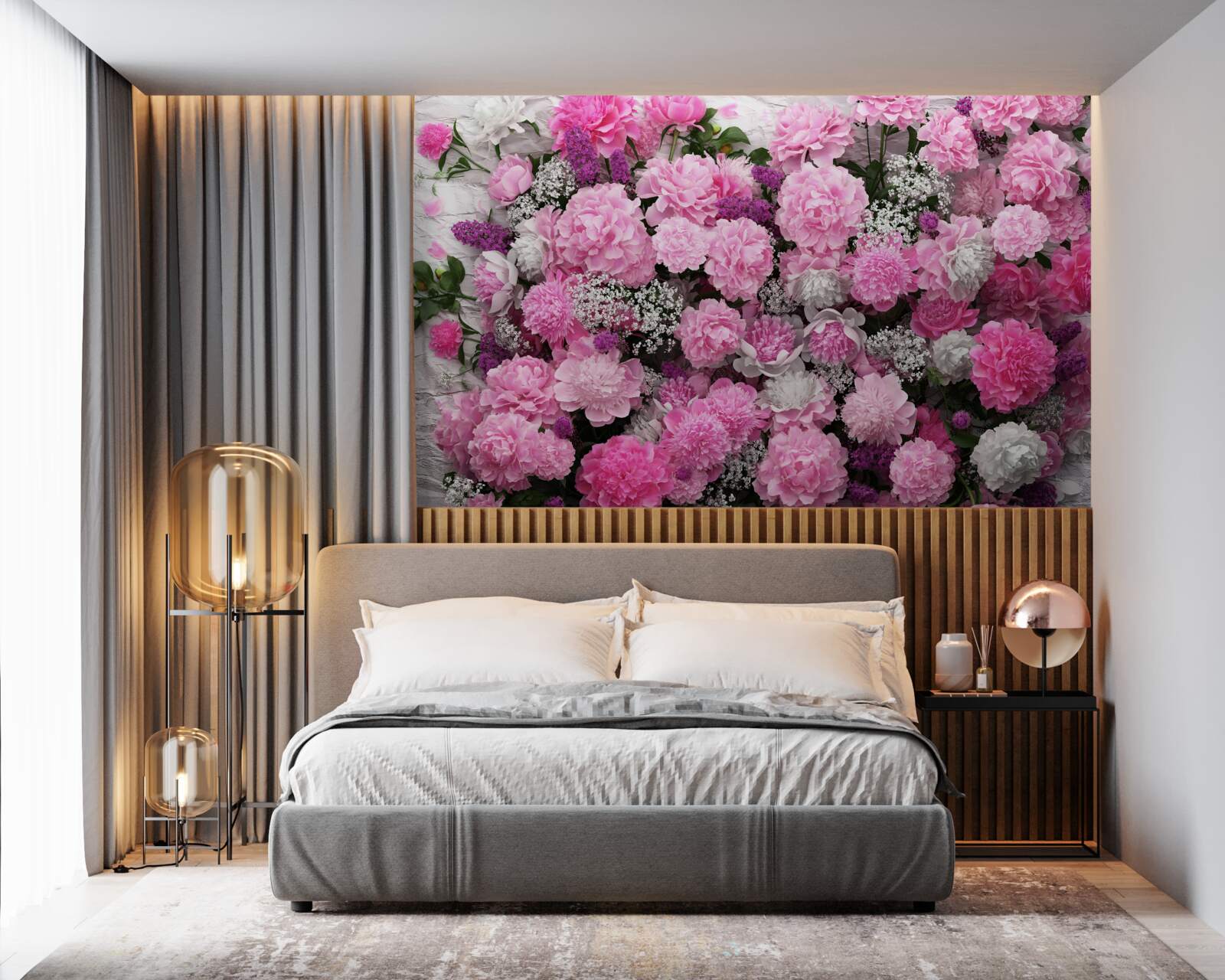 Papier peint un grand nombre de pivoines roses