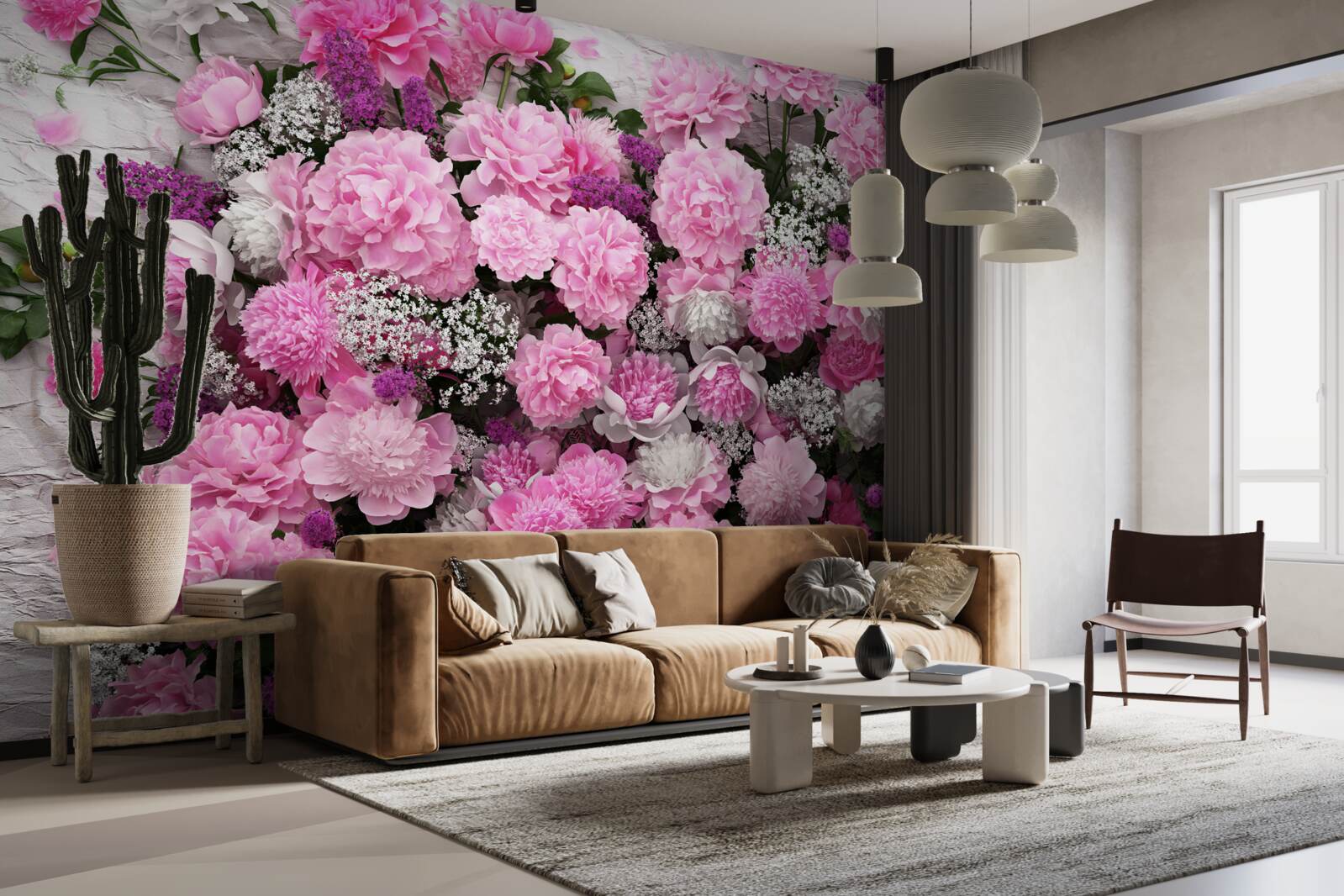 Papier peint un grand nombre de pivoines roses