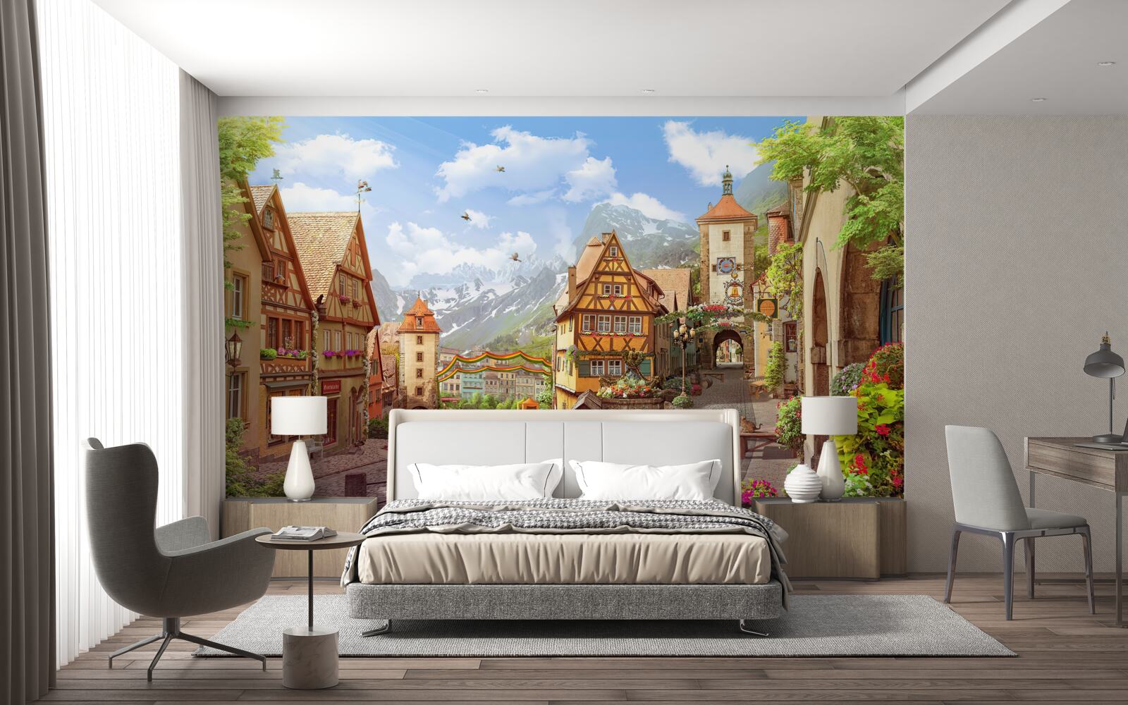 Papier peint petite ville agréable