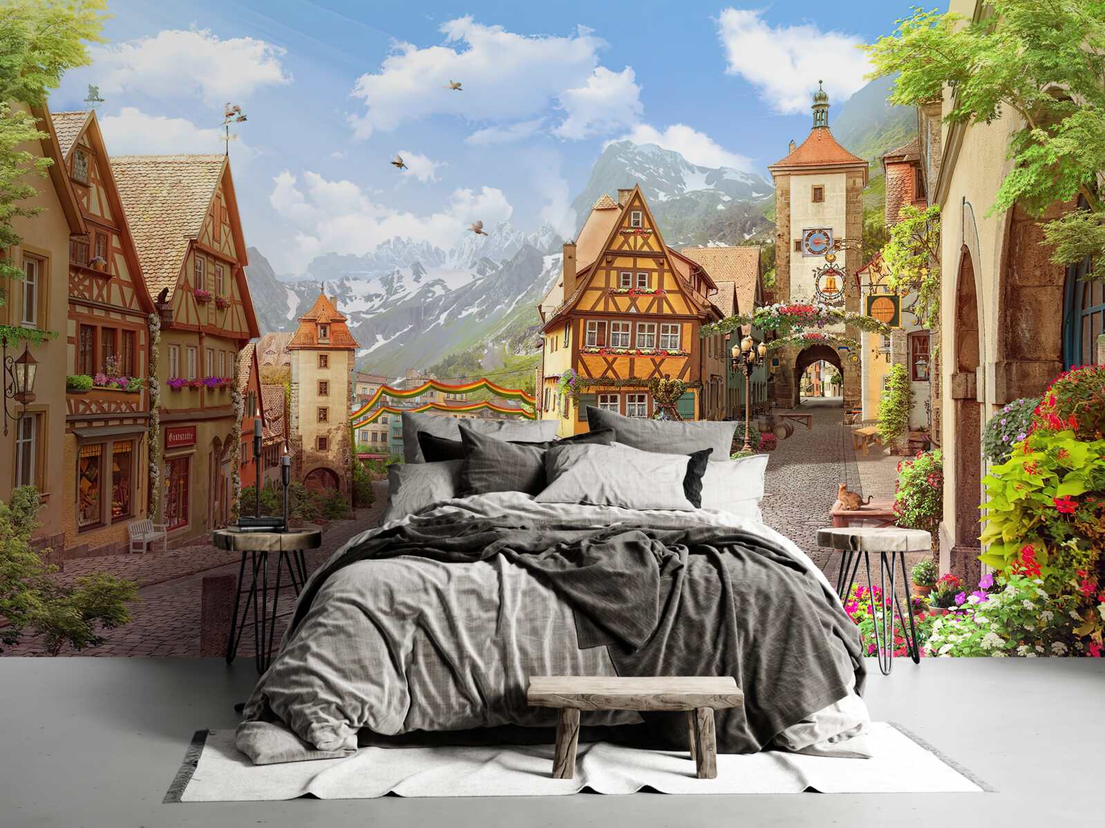 Papier peint petite ville agréable