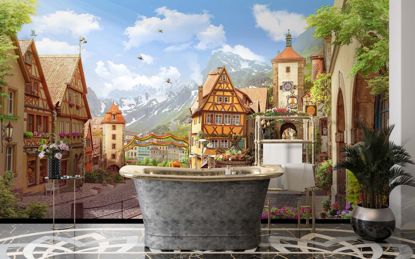 Papier peint petite ville agréable