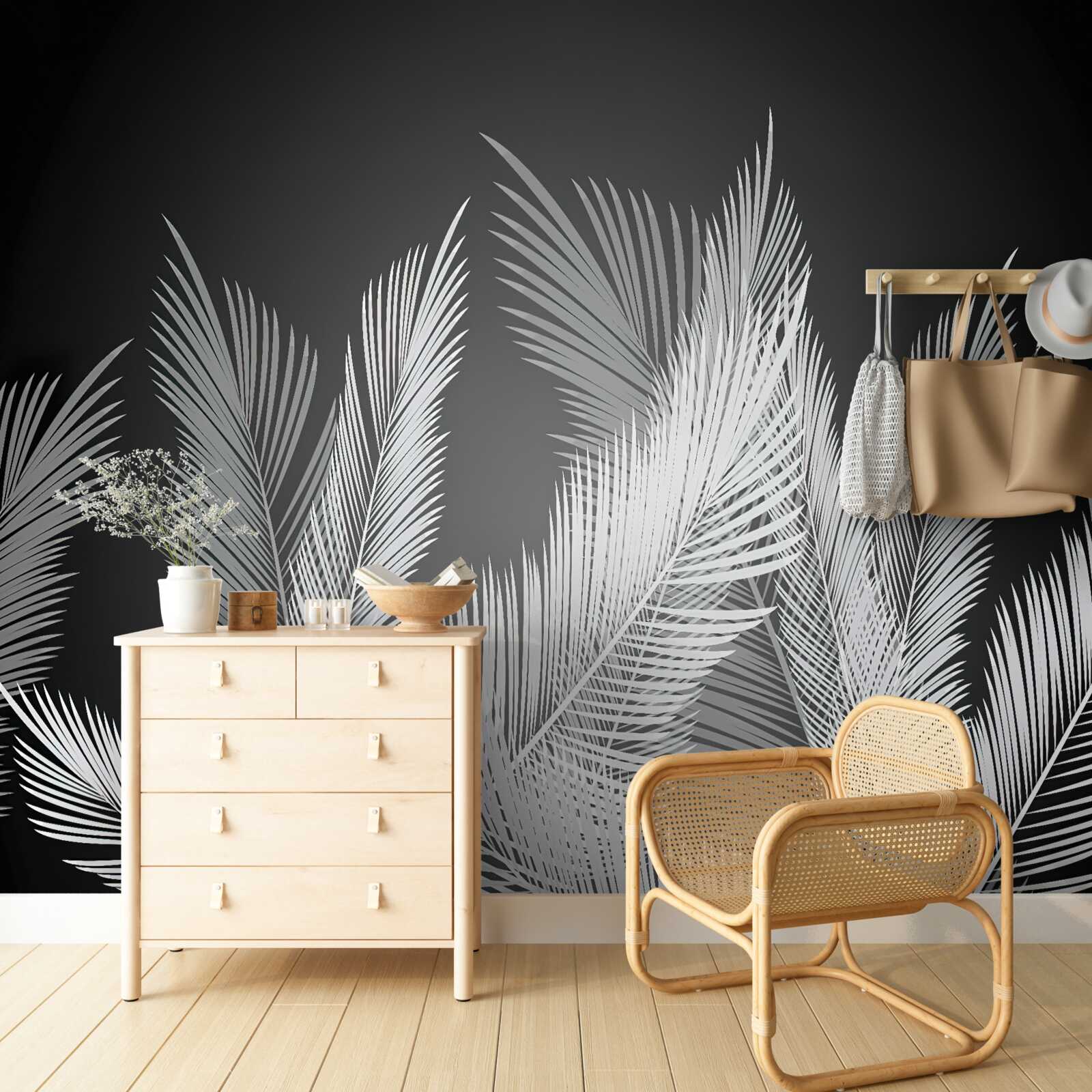 Papier peint grandes feuilles élégantes