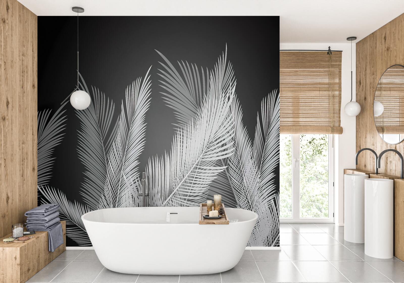 Papier peint grandes feuilles élégantes