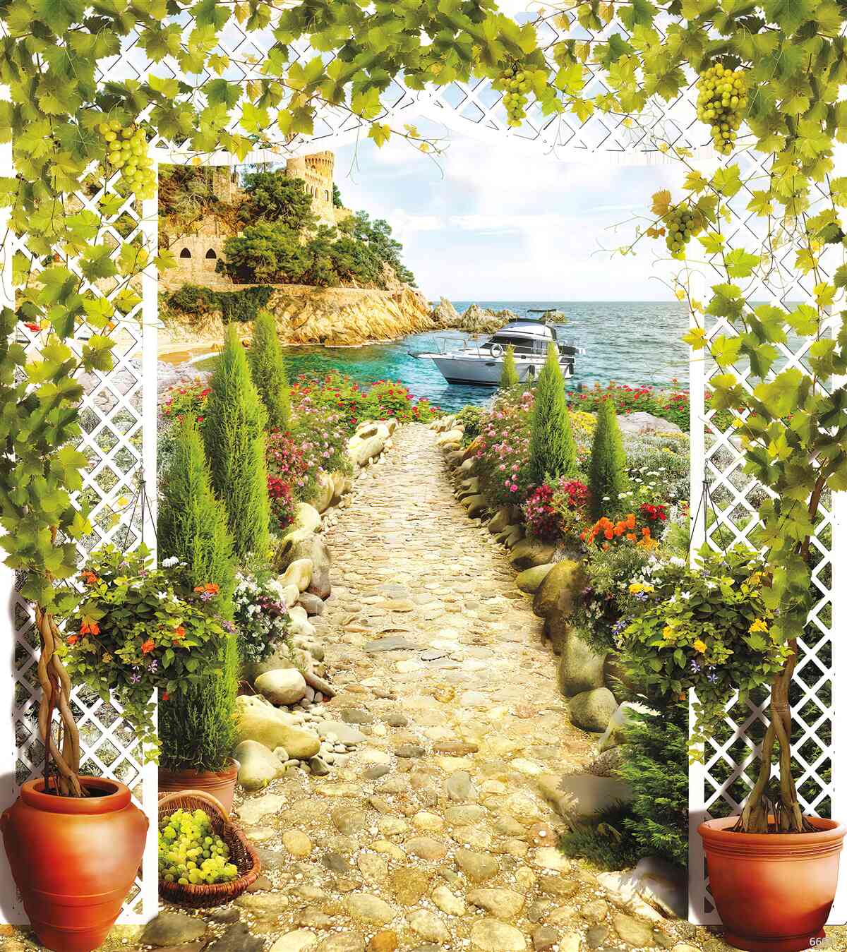 Papier peint le chemin vers la mer et le navire