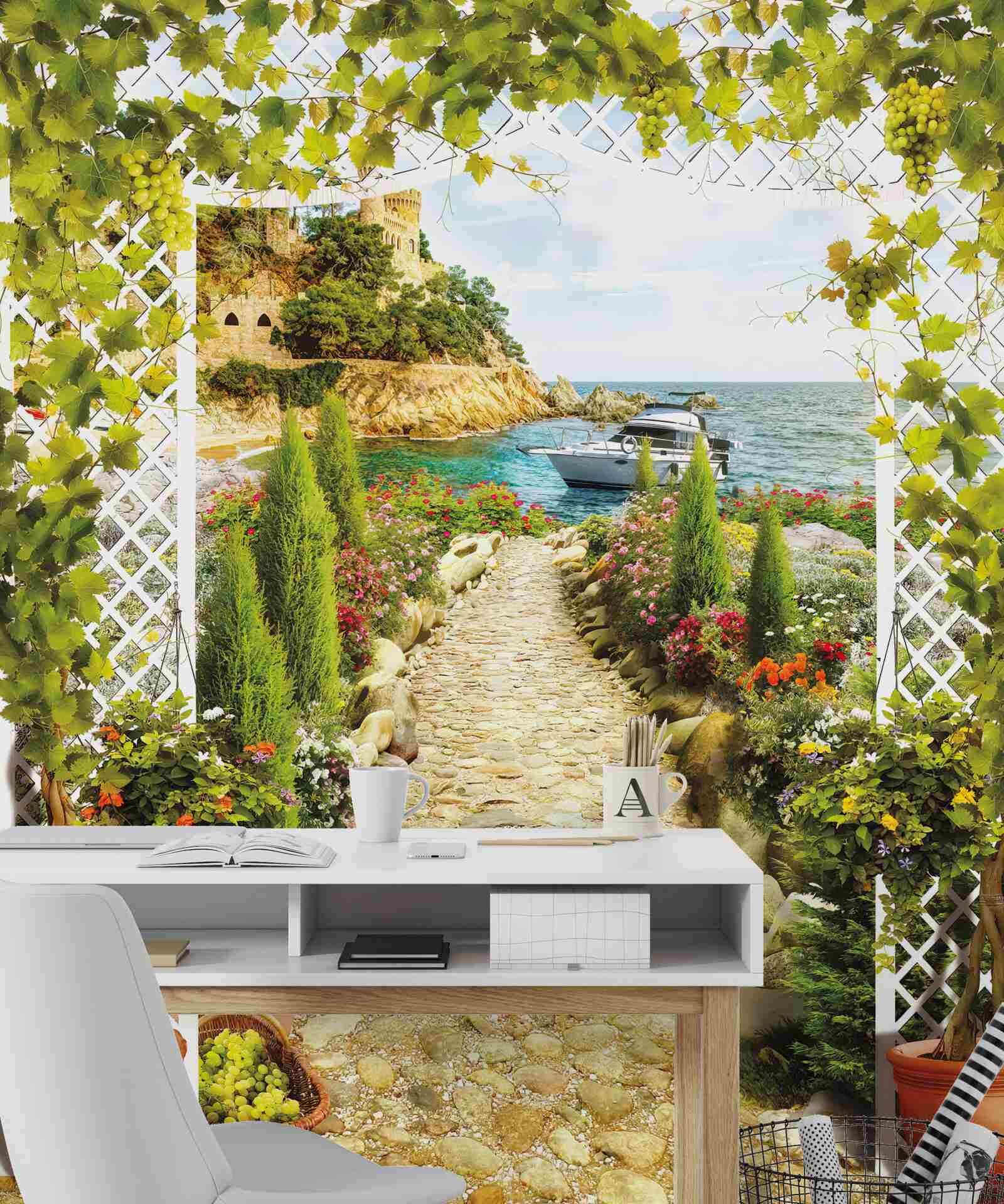 Papier peint le chemin vers la mer et le navire